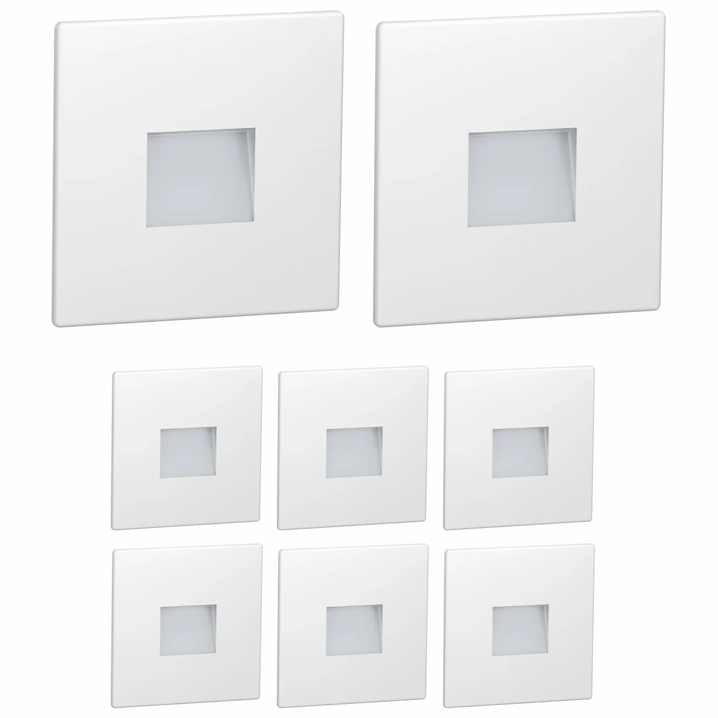 ledscom.de 8 Lampa schodowa LED/wpuszczana lampa ścienna FOW do wnętrz i na zewnątrz, downlight, kątowa, 85 x 85 mm, chłodna biel
