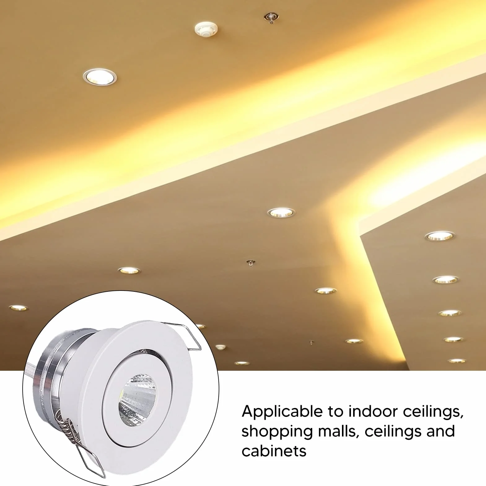 Cryfokt Oprawa Wpuszczana Mini LED, Stabilne Odprowadzanie Ciepła, Aluminium, Biała, do Toalet, Werand, pomieszczeń Zbiorczych [regulowana, Praktyczna, wszechstronna] (Ciepłe białe światło 3000K)