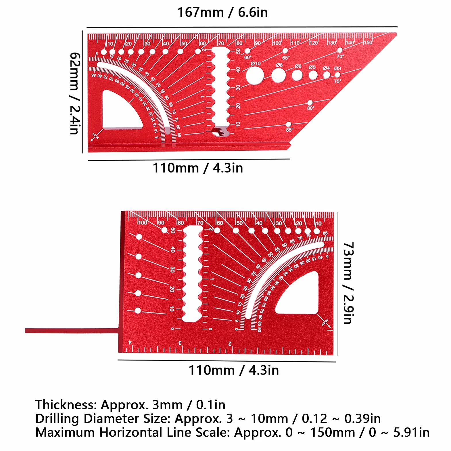 Kątownik kątowy 3D ze stopu aluminium, do obróbki drewna, kwadratowa linijka pomiarowa, 45°, linijka 90°, narzędzie do pomiaru fazowania, do obróbki drewna, pomiar kąta