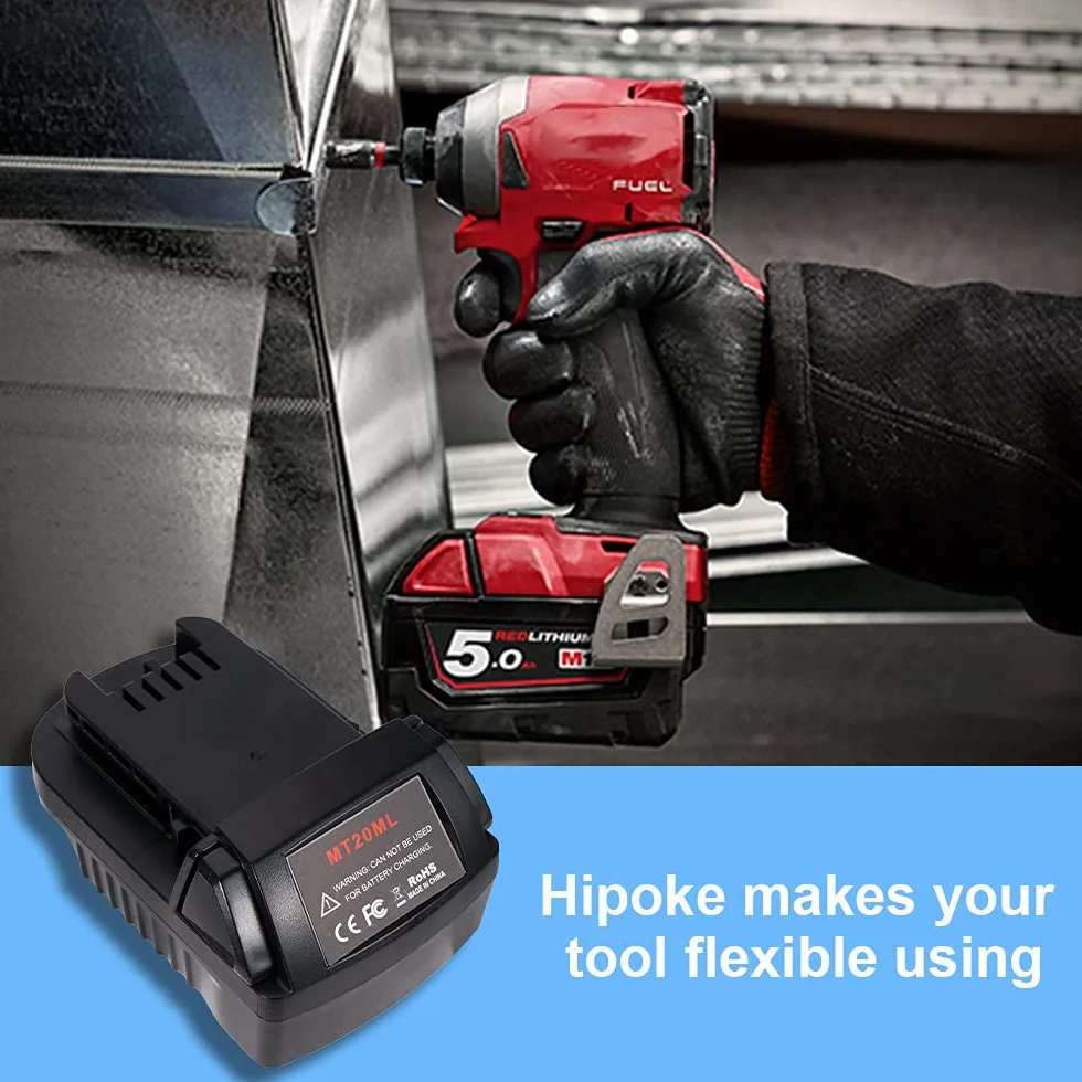 Konwerter adaptera akumulatora MT20ML do elektronarzędzi z akumulatorem litowym Milwaukee M18 18 V, konwertuj z baterią Makita 18 V, 20 V BL1830 BL1840 BL1820 BL1815 do Milwaukee 18V źródło zasilania
