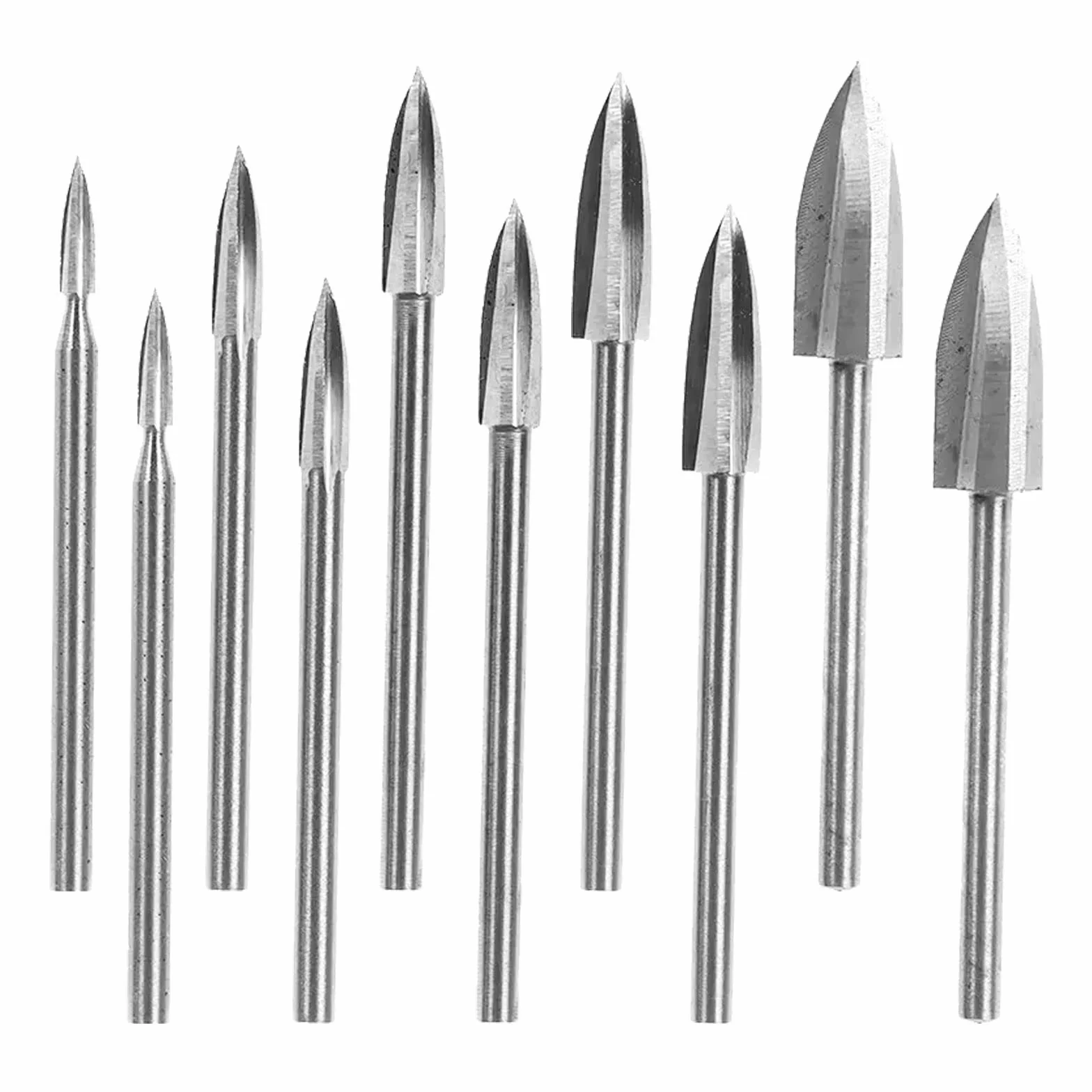 10 sztuk wierteł do grawerowania w drewnie, frez HSS z węglika spiekanego grawerowania z chwytem 1/8" (3 mm) , zestaw obrotowych bitów do obróbki drewna, rzeźbienia, grawerowania, wiercenia