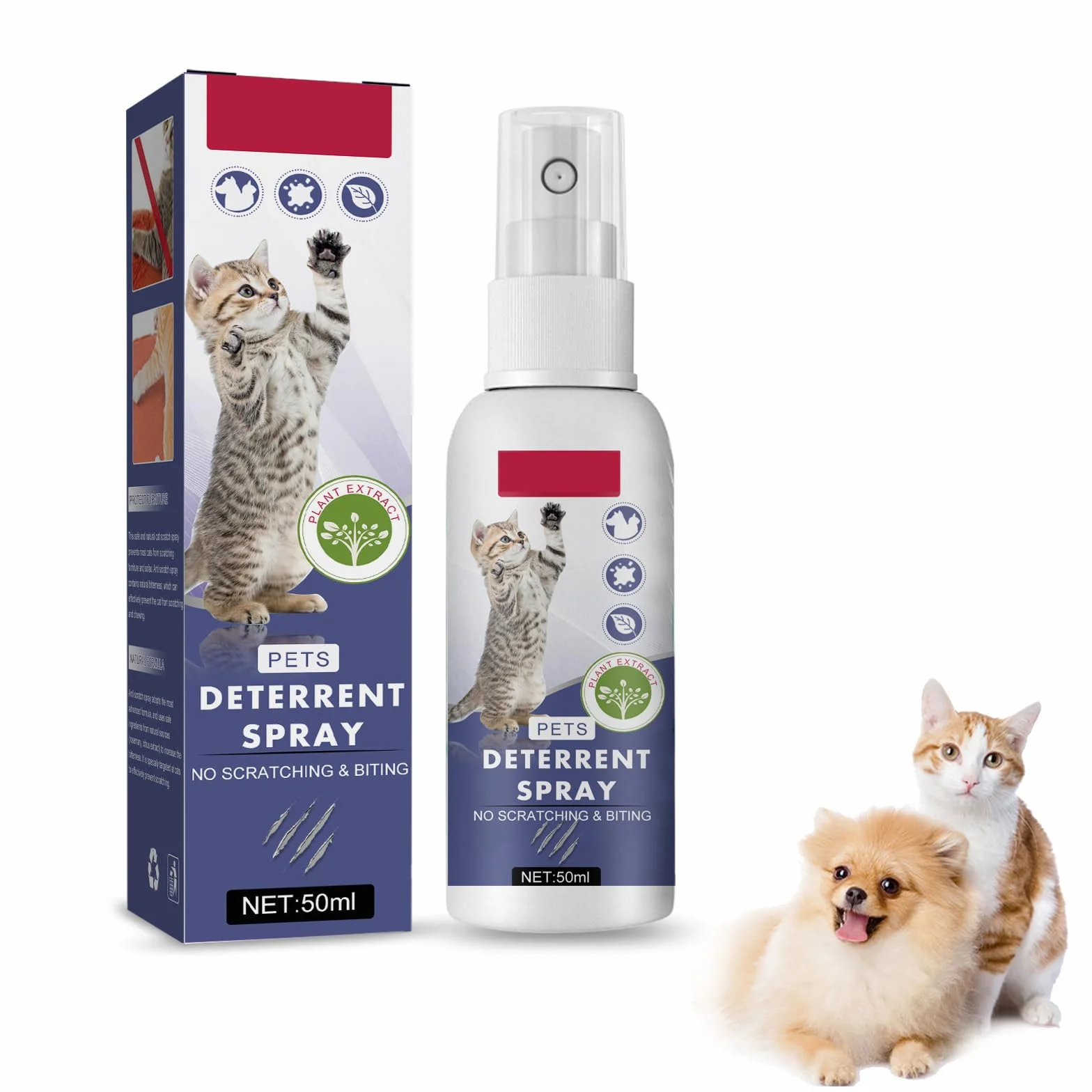 Spray do odstraszania kotów, do mebli, podłóg, odporny na zarysowania, odporny na zarysowania, spray do mebli, 50 ml