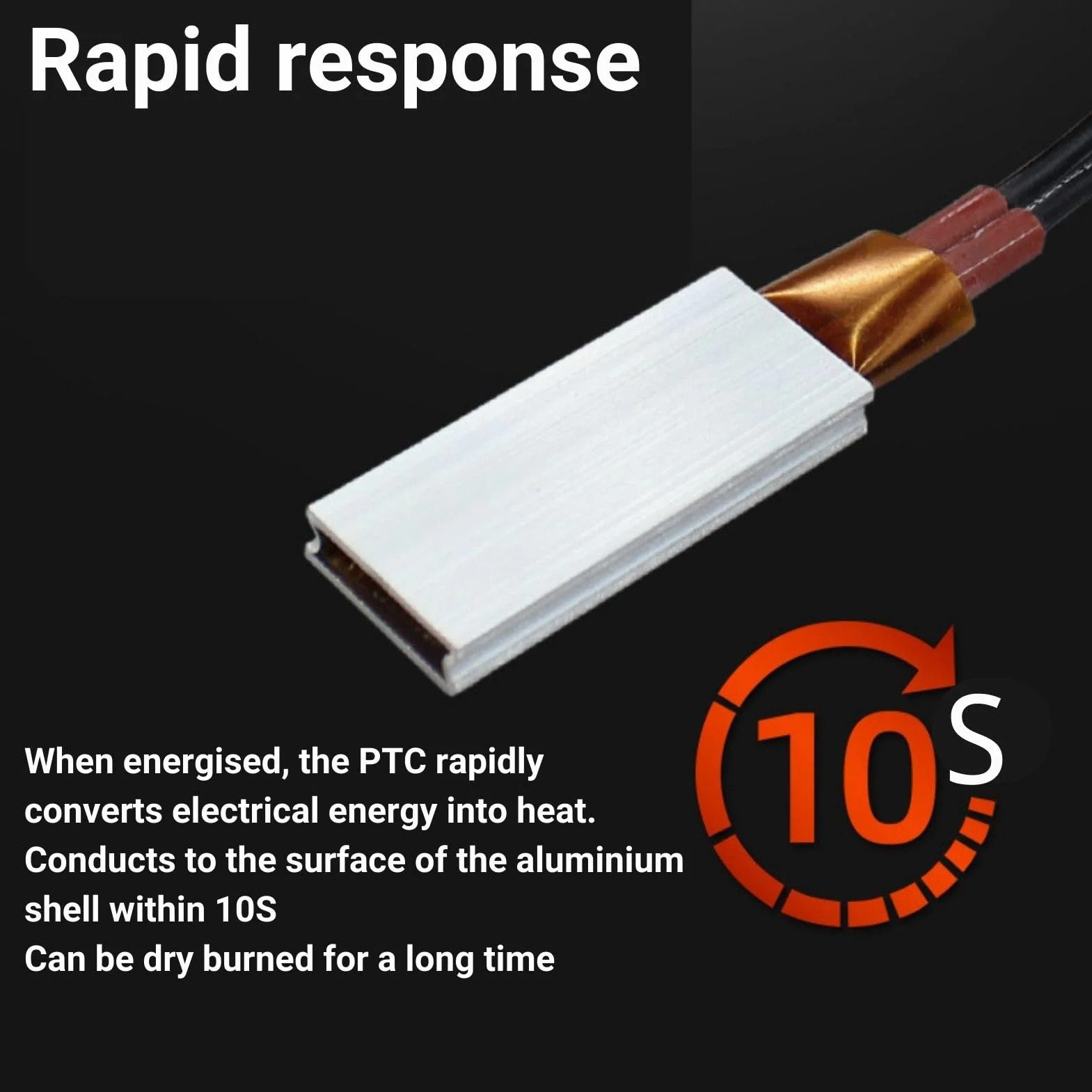 Płyta grzewcza termostatu PTC, Jadeshay PTC element grzewczy AC/DC 12 V termostatyczna aluminiowa powłoka ceramiczna płyta grzewcza, 3 W-10 W, 110 ℃, płyta grzejnika o stałej temperaturze