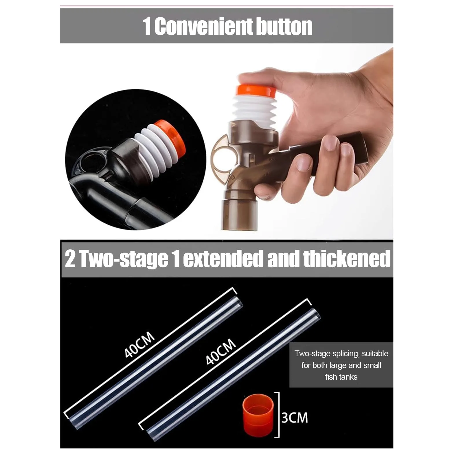Aquarium Gravel Vacuum Fish Tank Cleaner Water Changer for Gravel and Sand