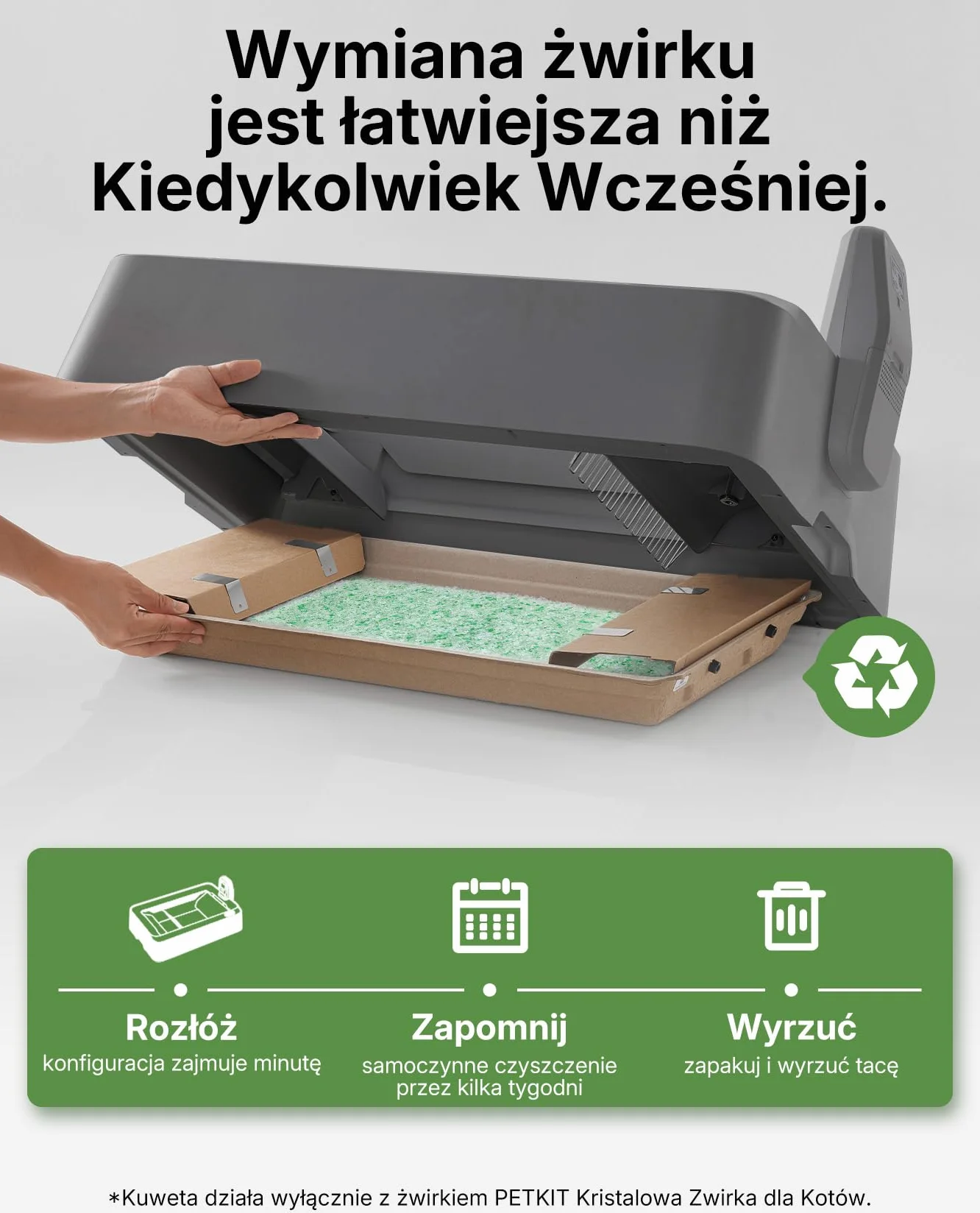 PETKIT Zestaw do Krystaliczny Żwirek dla Kotów, do PUROBOT CRYSTAL DUO Samoczyszcząca Kuweta dla Kotów, Podwójne Zbieranie Odpadów, Wymienna Tacka, Kontrola Zapachów, 4 Sztuki, Zielony