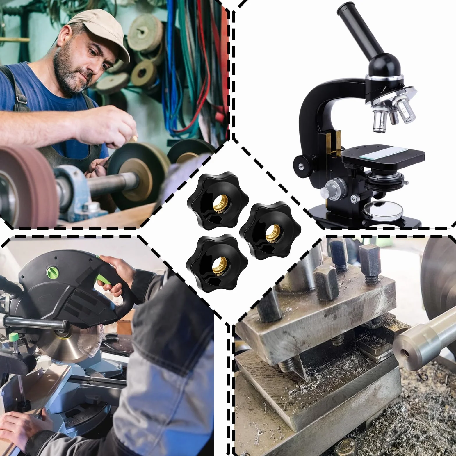 Giantree 12 sztuk nakrętek M8, śrub z uchwytom gwiazdowym, gałka napinająca radialnie, średnica 32 mm, do maszyn, mebli, obrabiarek, sprzętu