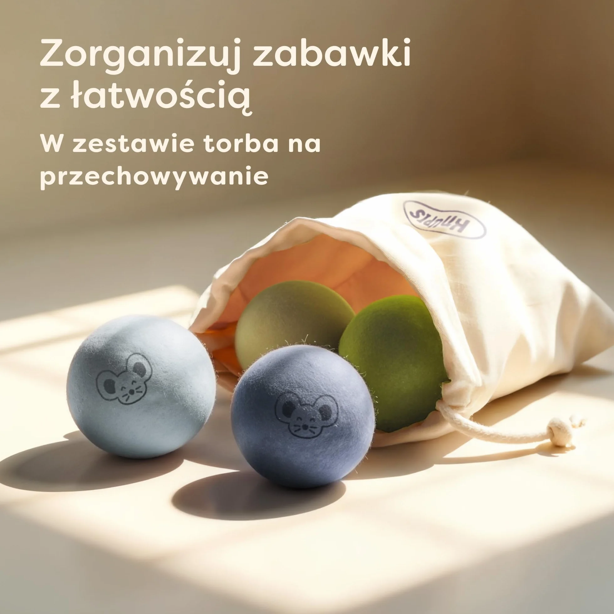 Knupis Piłeczki Dla Kota Z Dzwoneczkami 4 Wełna Zrównoważona Zabawka Jasne Kolory Cichy Dźwięk Torba Do Przechowywania