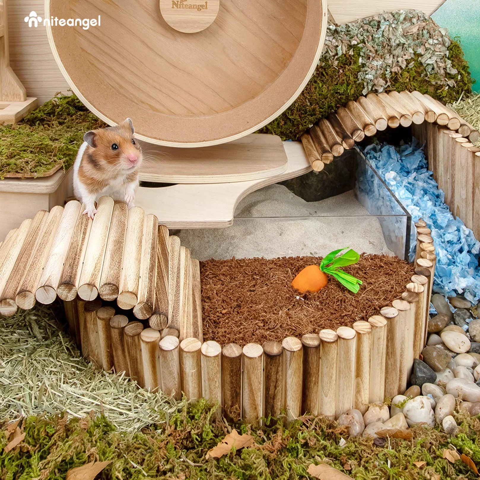 Niteangel Naturalna pościel dla chomika kokosowego/korkowego dla karłowatych chomików syryjskich, myszy, Degus lub innych małych zwierząt (torf coco)