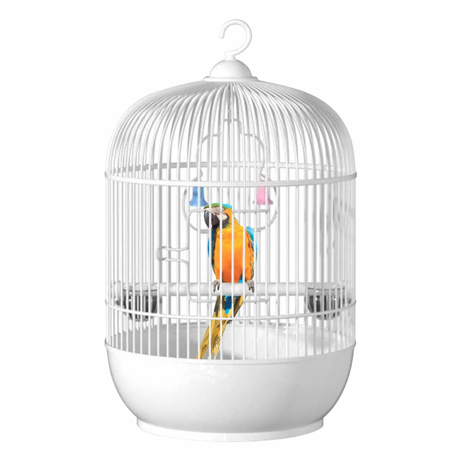 Bird Cage, Parakeet Carrier, Travel Cage, Sturdy Iron Frame, Built-In Handle and Perch, Ideal for Travel or Home Use, 9.05x9.05x14.57 Inches, White Color, 1 Piece