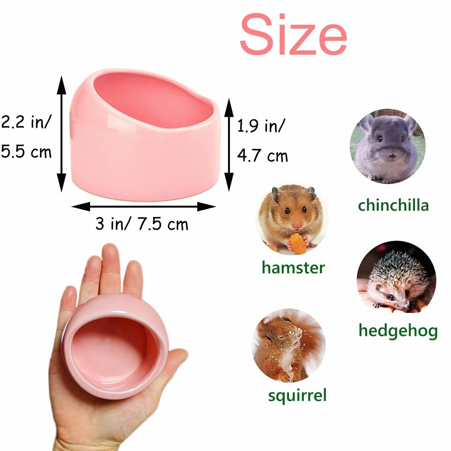 3 sztuki ceramicznych miseczek na karmę dla zwierząt domowych, chomików i małych zwierząt, ceramiczna miska zapobiegająca ugryzieniu dla świnek morskich