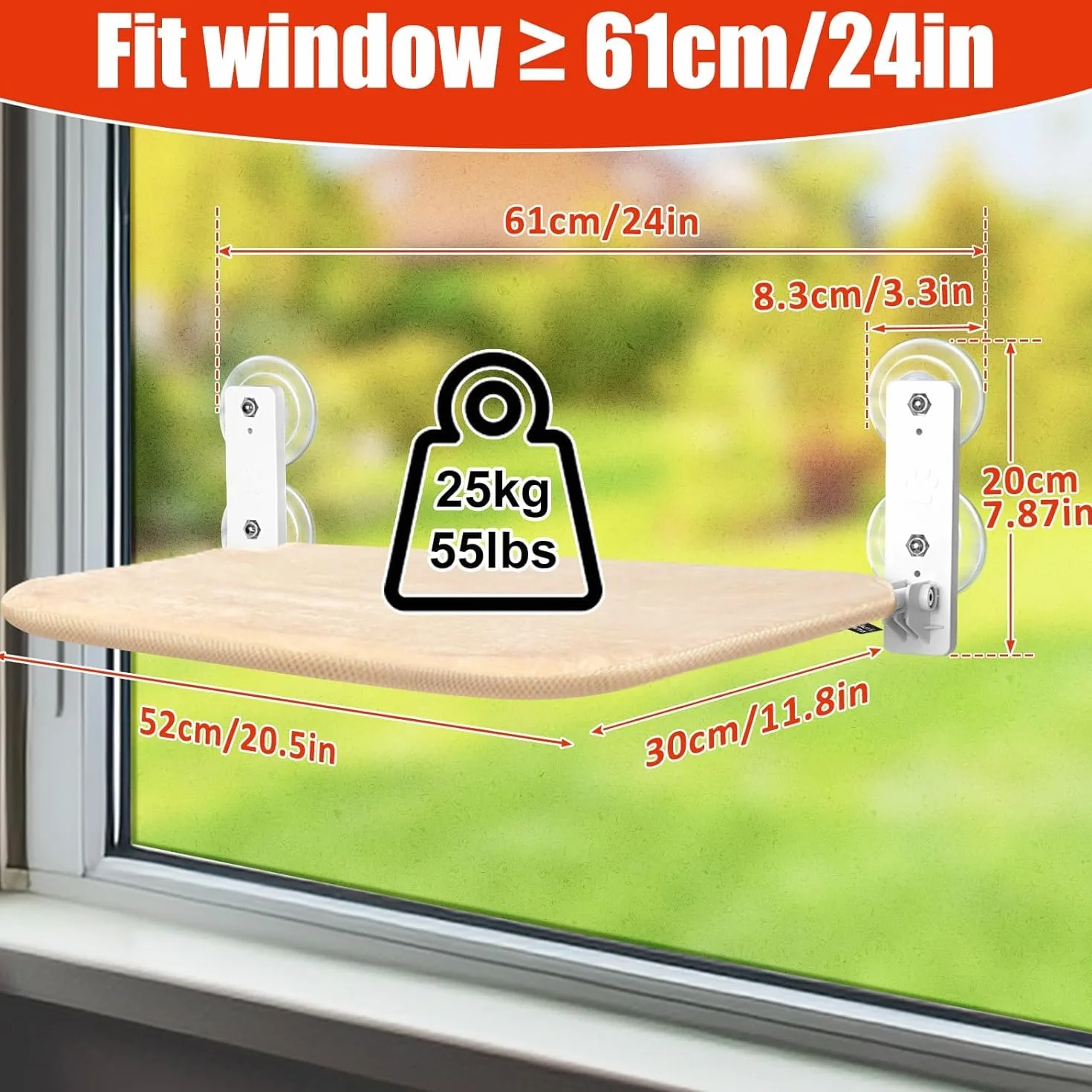 GUUSII HOME Leżak dla kotów Hamak Fotele okienne Legowisko Okno Składany hamak dla kota okienny Leżak kota Wiszące legowisko z mocnymi przyssawkami 52 * 30 cm Utrzymuje 25kg