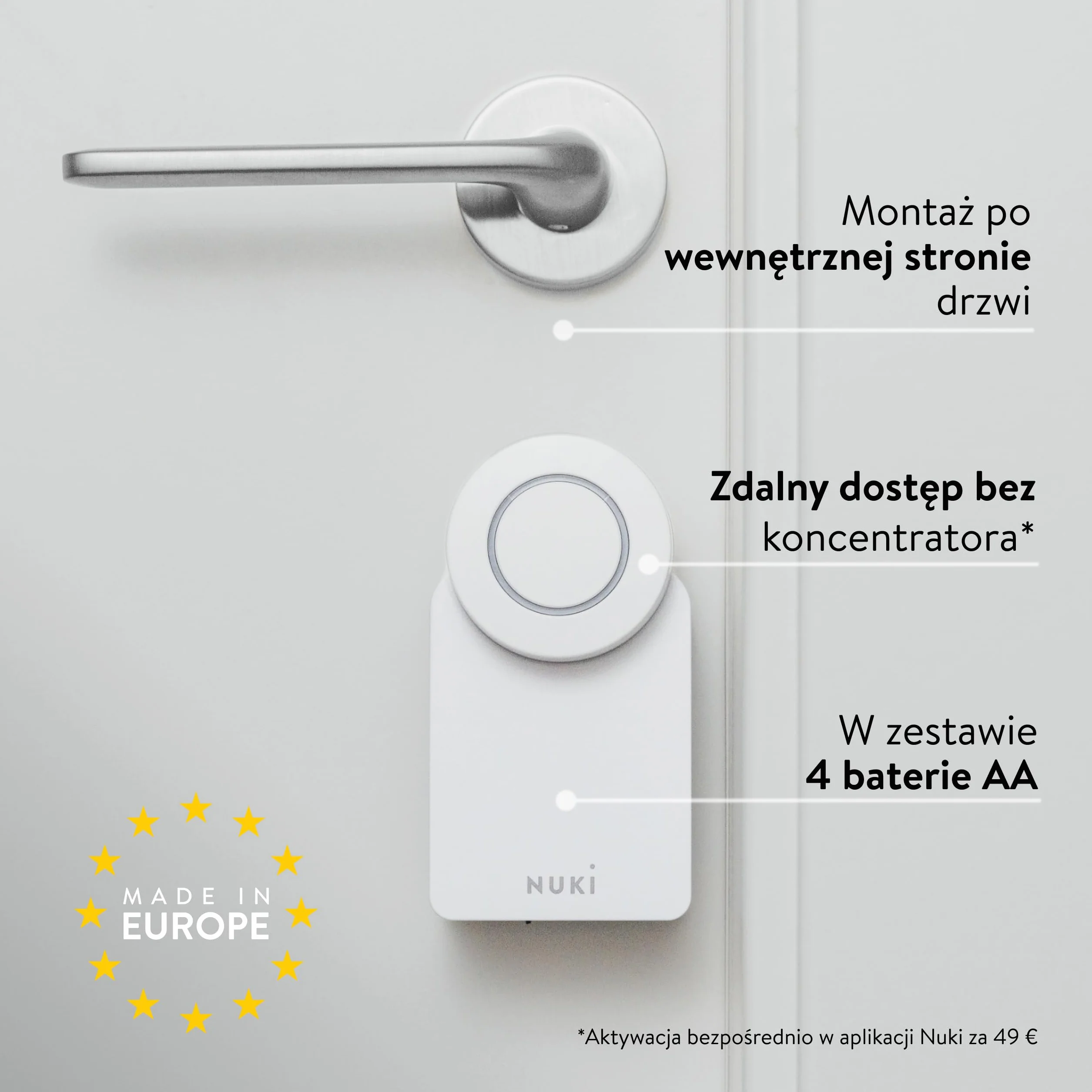 Nuki Smart Lock Go (2025) z Bluetooth, Wi-Fi & Matter, Elektroniczny zamek: smartfon jako klucz, bezkluczykowy dostęp, Inteligentny zamek, łatwy montaż bez wymiany wkładki