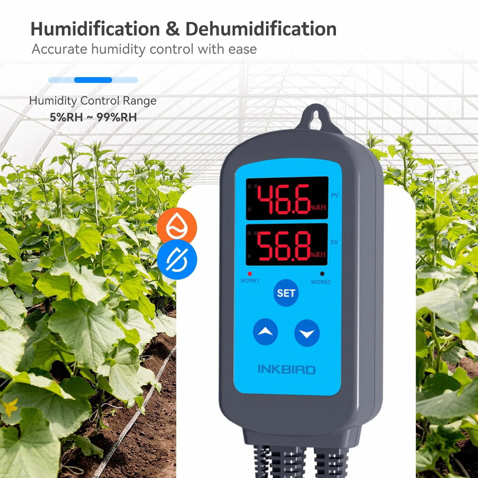 Inkbird IHC-200 regulator wilgotności 220V odtwarzanie i podłączanie higrostatu, nawilżacz osuszacz powietrza do terrarium szklarniowego z grzybami