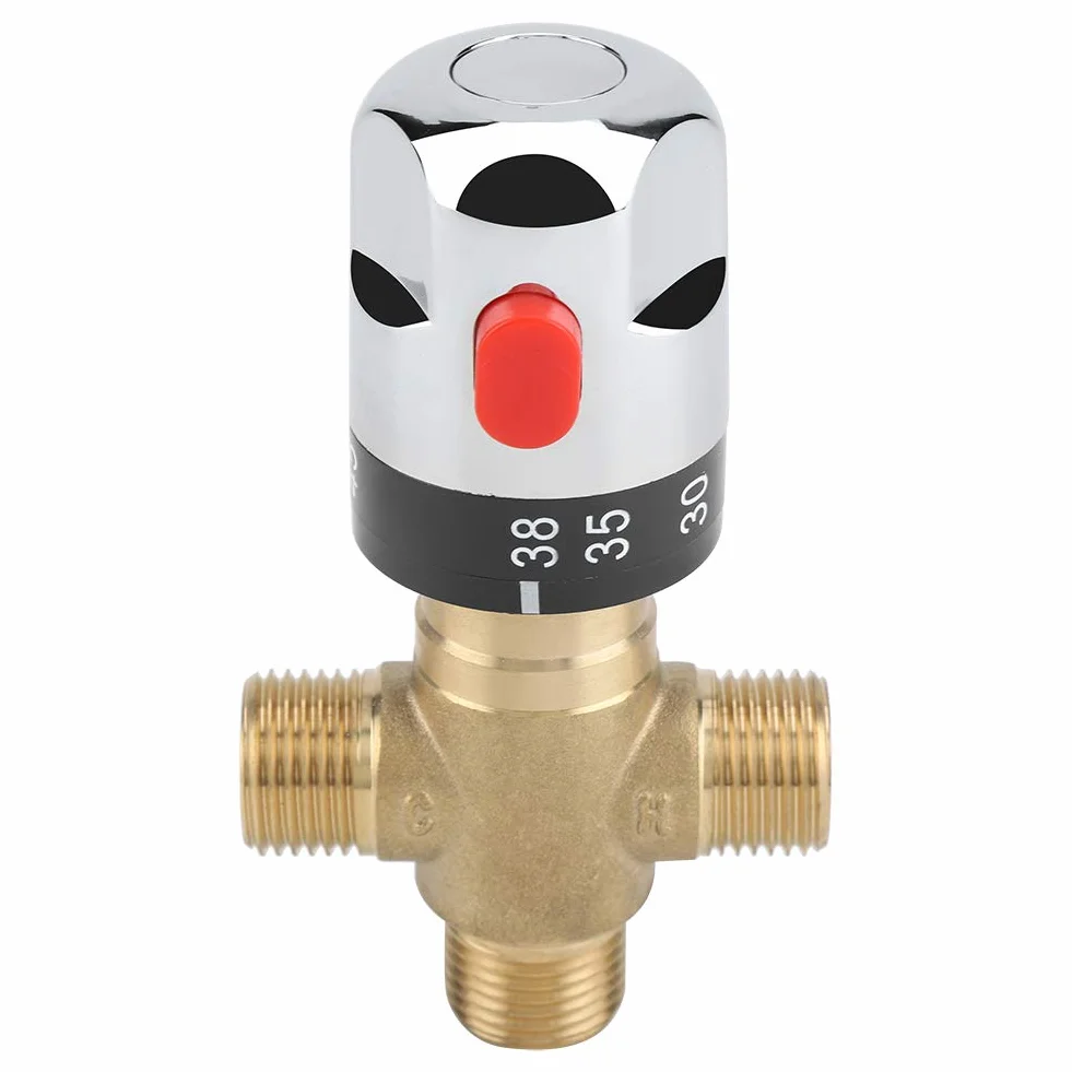 Messing Thermostatisches Mischventil Heißes Kaltwasser Wassertemperatur Rohr Becken Thermostat Control Badezimmer