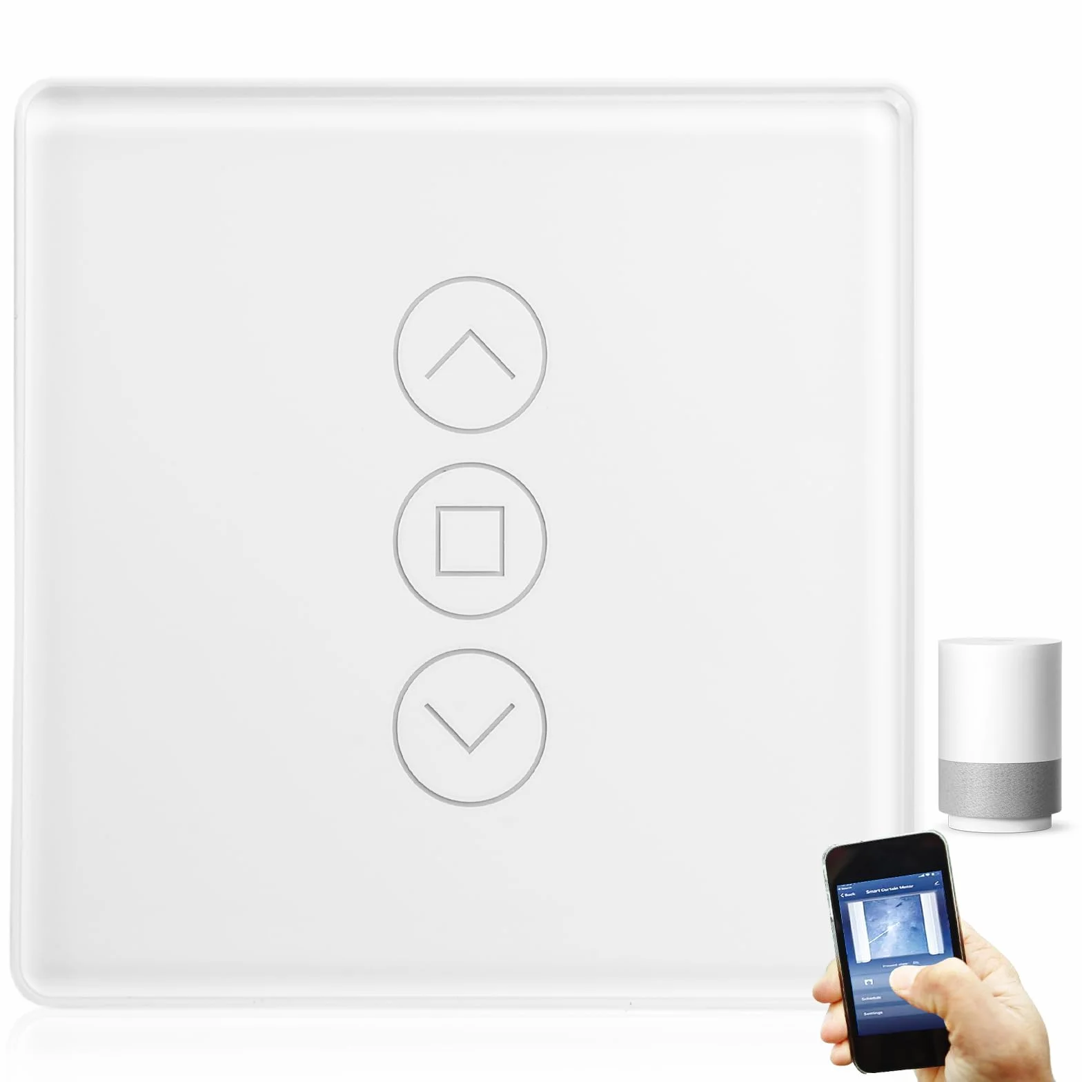 Inteligentny przełącznik rolety Wi-Fi 2,5D, kompatybilny z Alexa, Yandex i Google Home, timer i sterowanie głosowe, wymagany neutralny sterownik (biały)