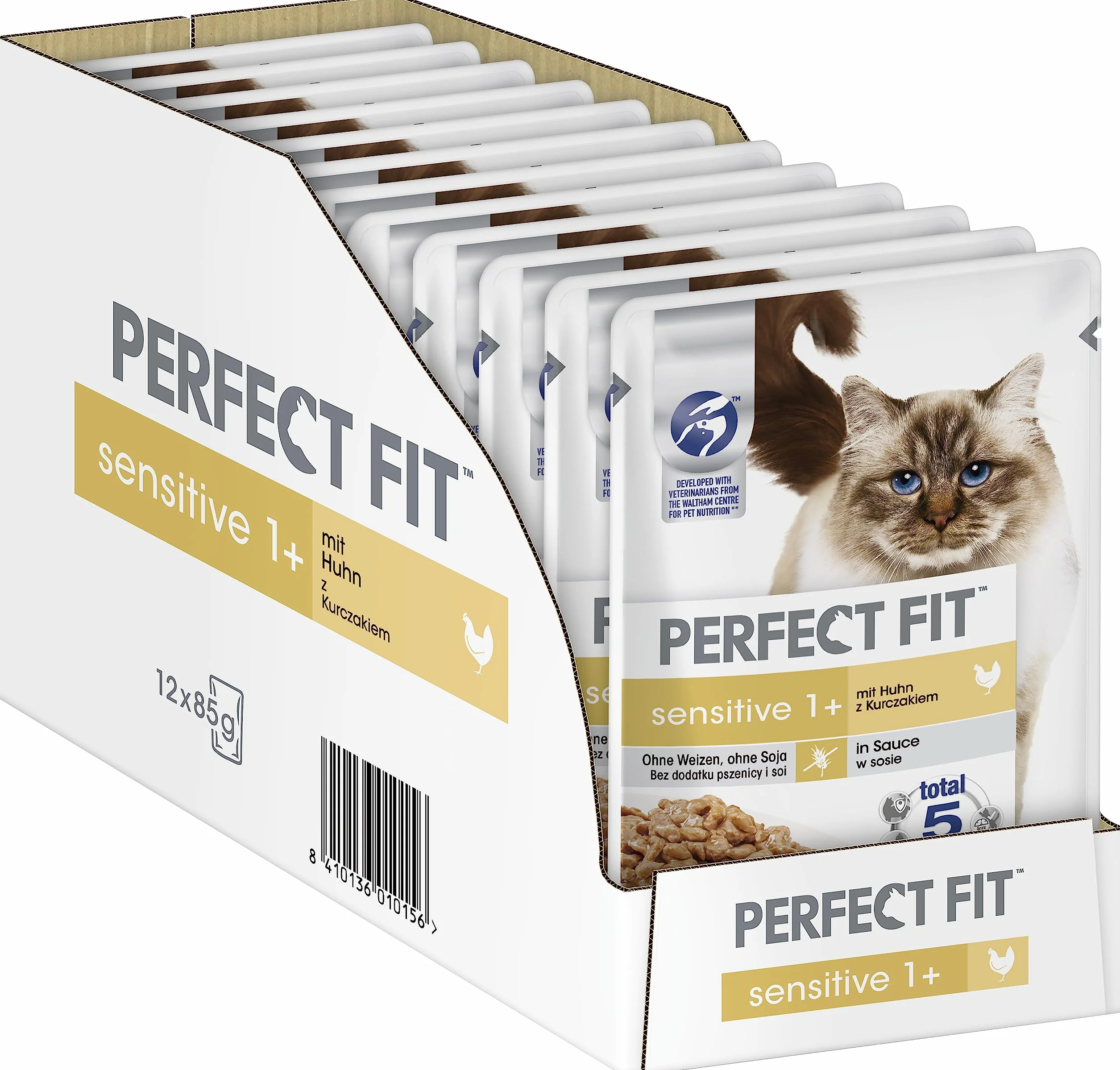 Perfect Fit Sensitive 1+ Karma dla Kota, Kurczak, 12 x 85 g