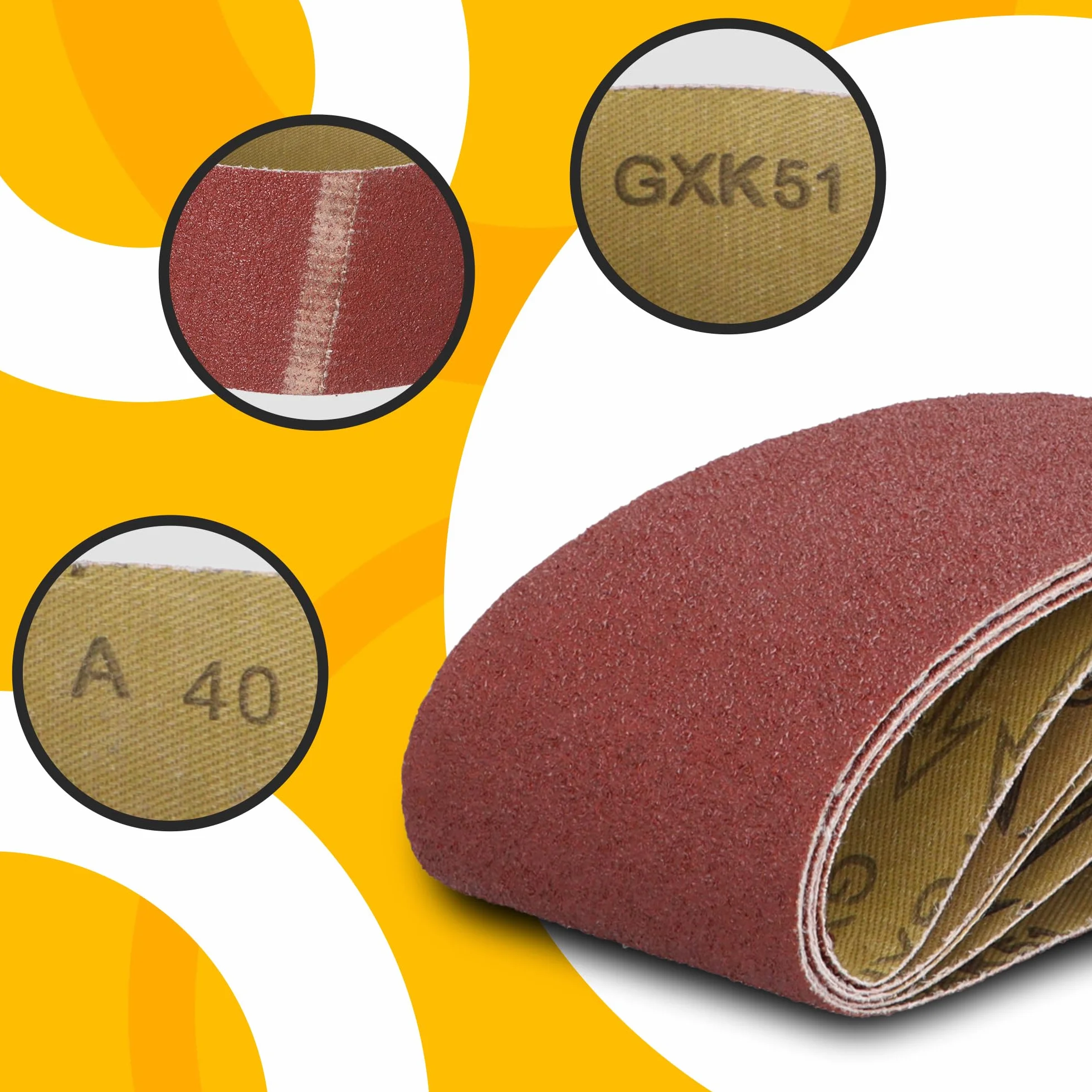 10x Pas Bezkońcowy 75x533 mm P40 Taśma Szlifierska Papier Ścierny Szlifierki Taśmowej Szlifowania Ostrzenia Usuwania Rdzy Zdzierania Wytrzymała Tkanina