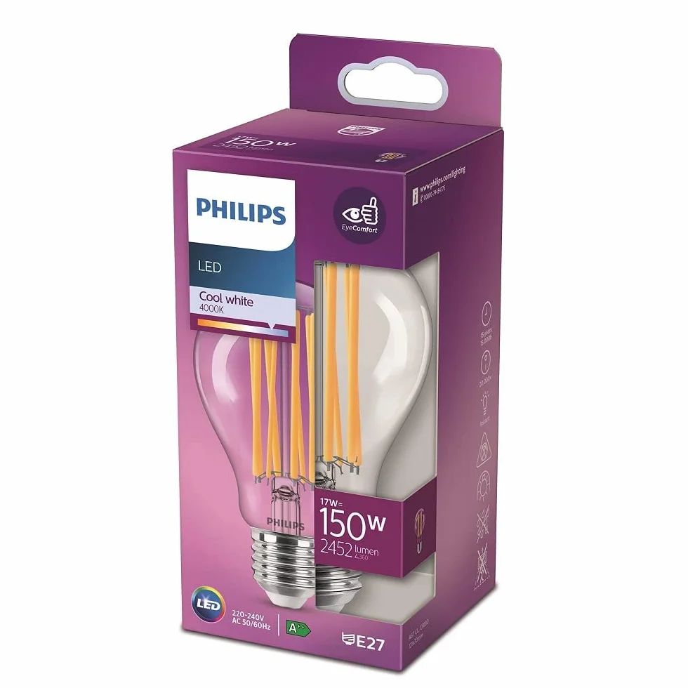 Lampa Philips LED Cassic E27, 150 W, łezka, przezroczysta, neutralna biała