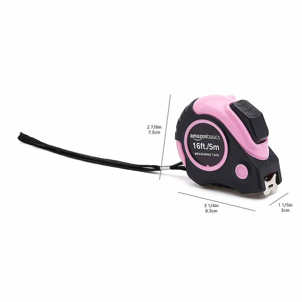 Amazon Basics Taśma miernicza 5m (16ft) różowa