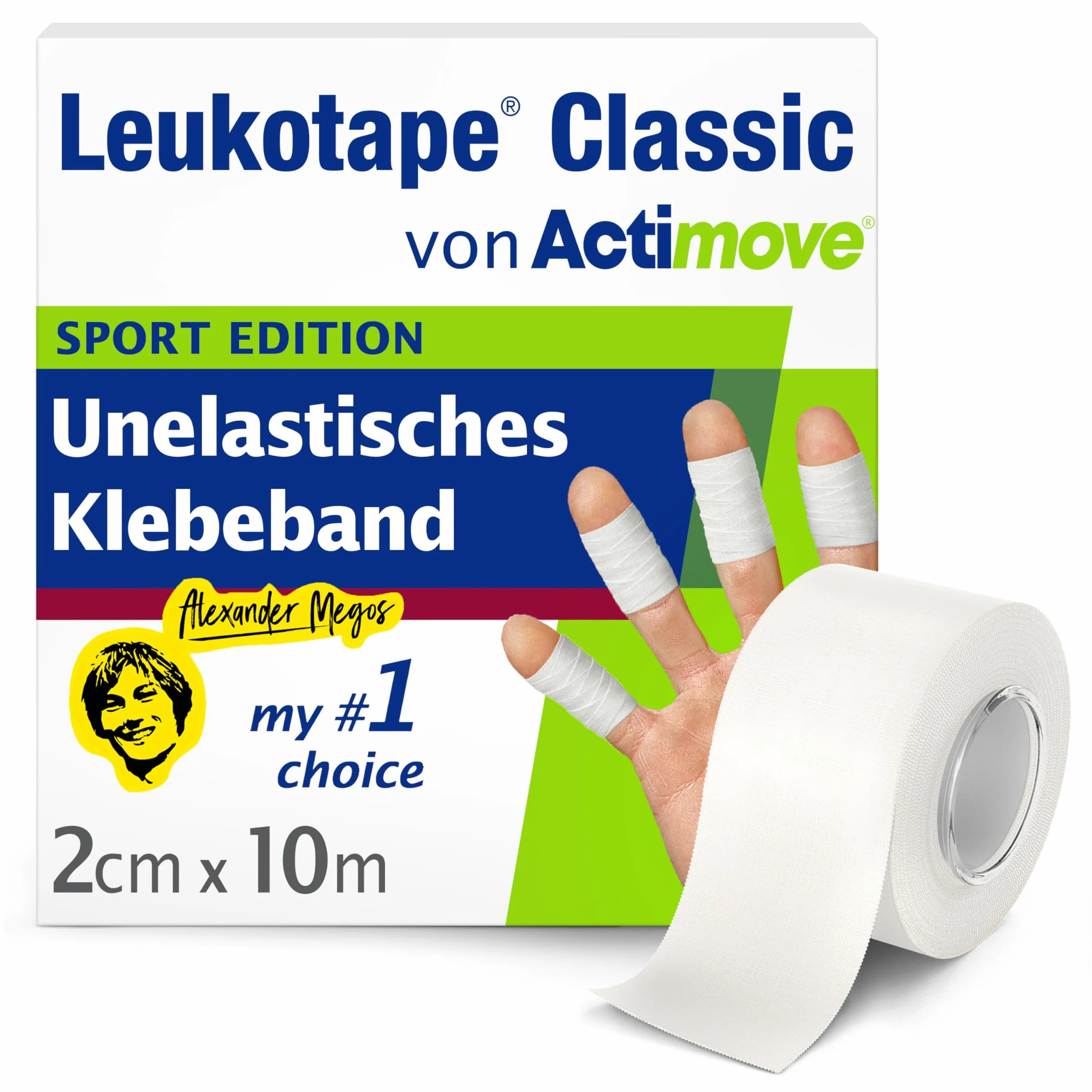 Leuko taśma Classic Sport Edition Alex Megos, biała, 2 cm x 10 m