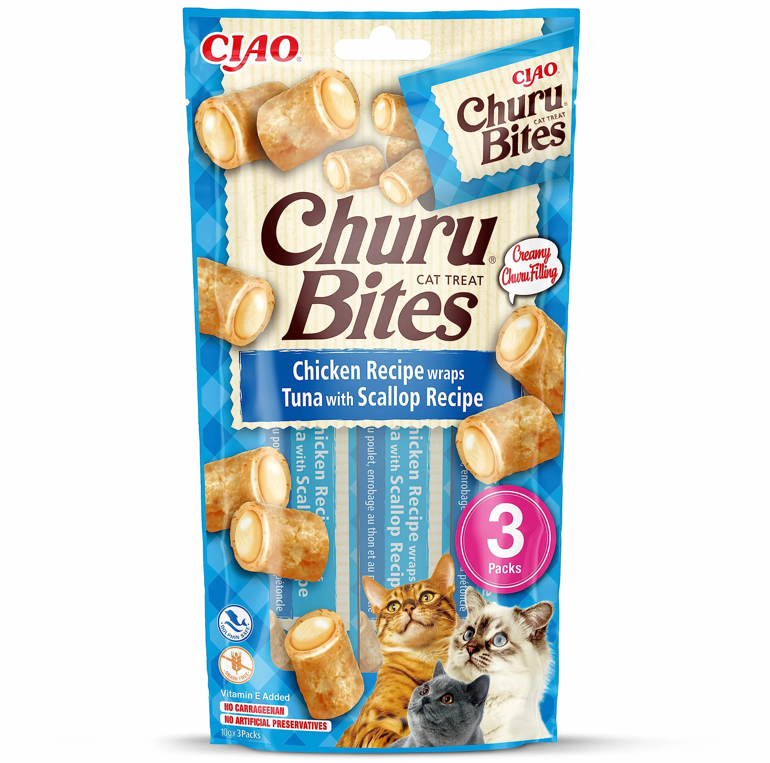 Inaba Cat Churu Bites Wraps Tuna Scallop 3x10g Przysmak Smaczki dla Kota