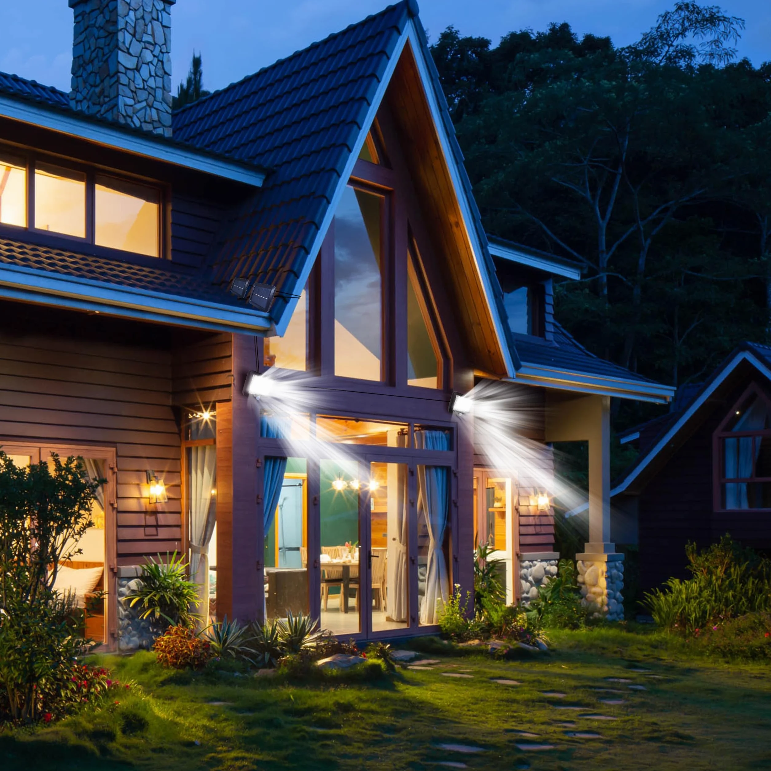 Retoo Lampa solarna do użytku na zewnątrz z czujnikiem ruchu 108 diod LED nowy model lampy do ogrodu lampa solarna do użytku na zewnątrz idealne na patio werandę garaż drzwi wejściowe