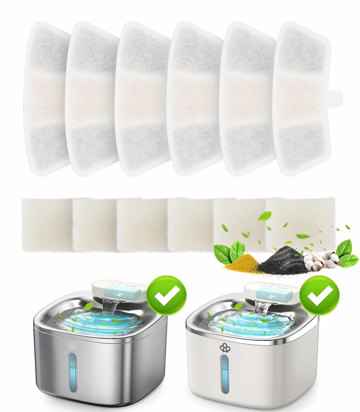 6 szt. filtrów zamiennych do bezprzewodowej fontanny wodnej dla kota PW04 3,5 l (tylko do fontanny oneisall B0DNJT76WJ, B0DMF2LH3Y i B0DSJ9F3M2