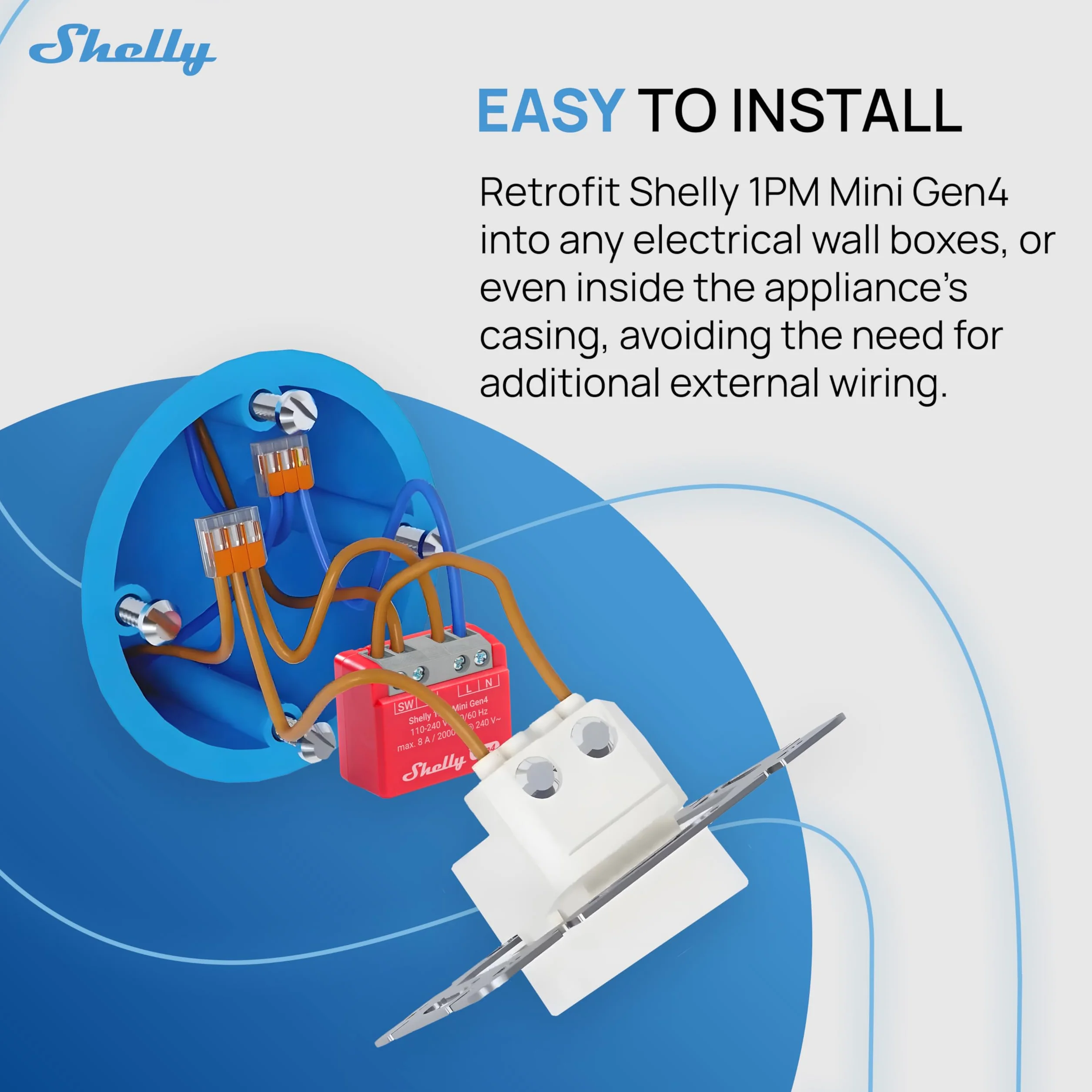 Shelly 1PM Mini Gen4 - Inteligentny przełącznik przekaźnikowy z Bluetooth i Zigbee, 1 kanał, 8 A, pomiar mocy, automatyka domowa, zdalne sterowanie, bez koncentratora, Alexa i Google