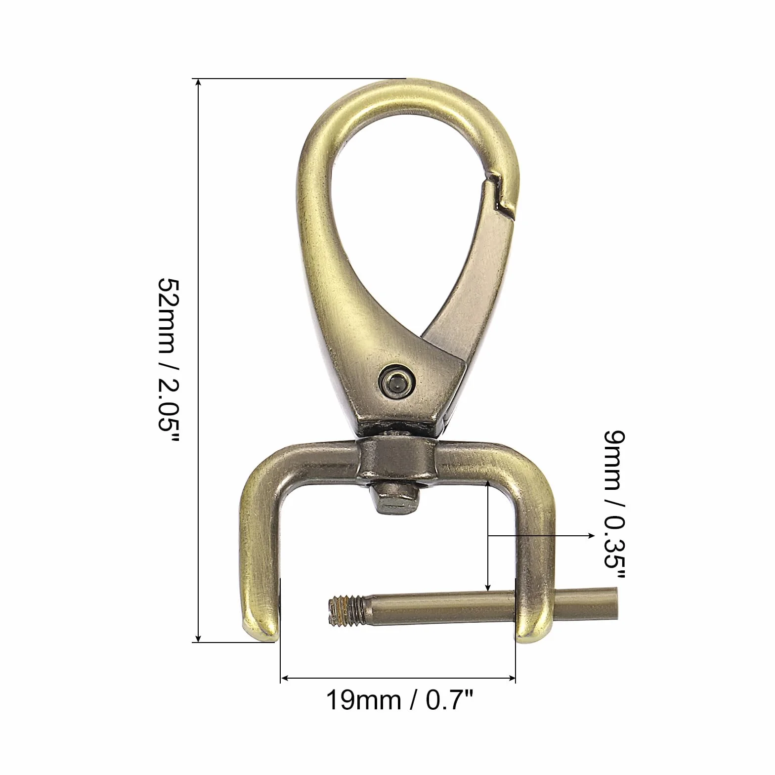 QUARKZMAN 2 szt. Obrotowy haczyk 19 mm (3/4") D Pierścień odpinany karabińczyk metalowy hak z pazurem zapięcie na haczyk ze śrubokrętem do torebki na klucze DIY Brąz