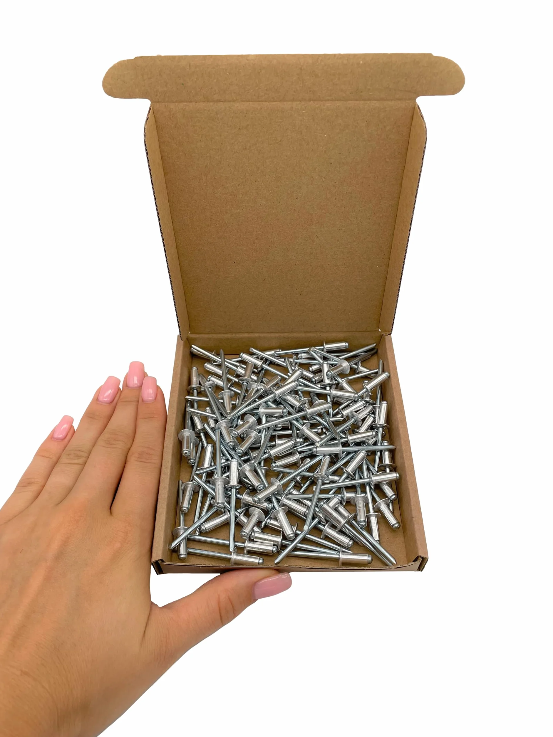 (100 sztuk) nity do żaluzji 4,8 x 12 mm, typ otwartej głowicy kopułowej, DIN 7337, nit aluminiowy i stalowy trzpień, nity Pop (100, 4,8 x 12 mm)
