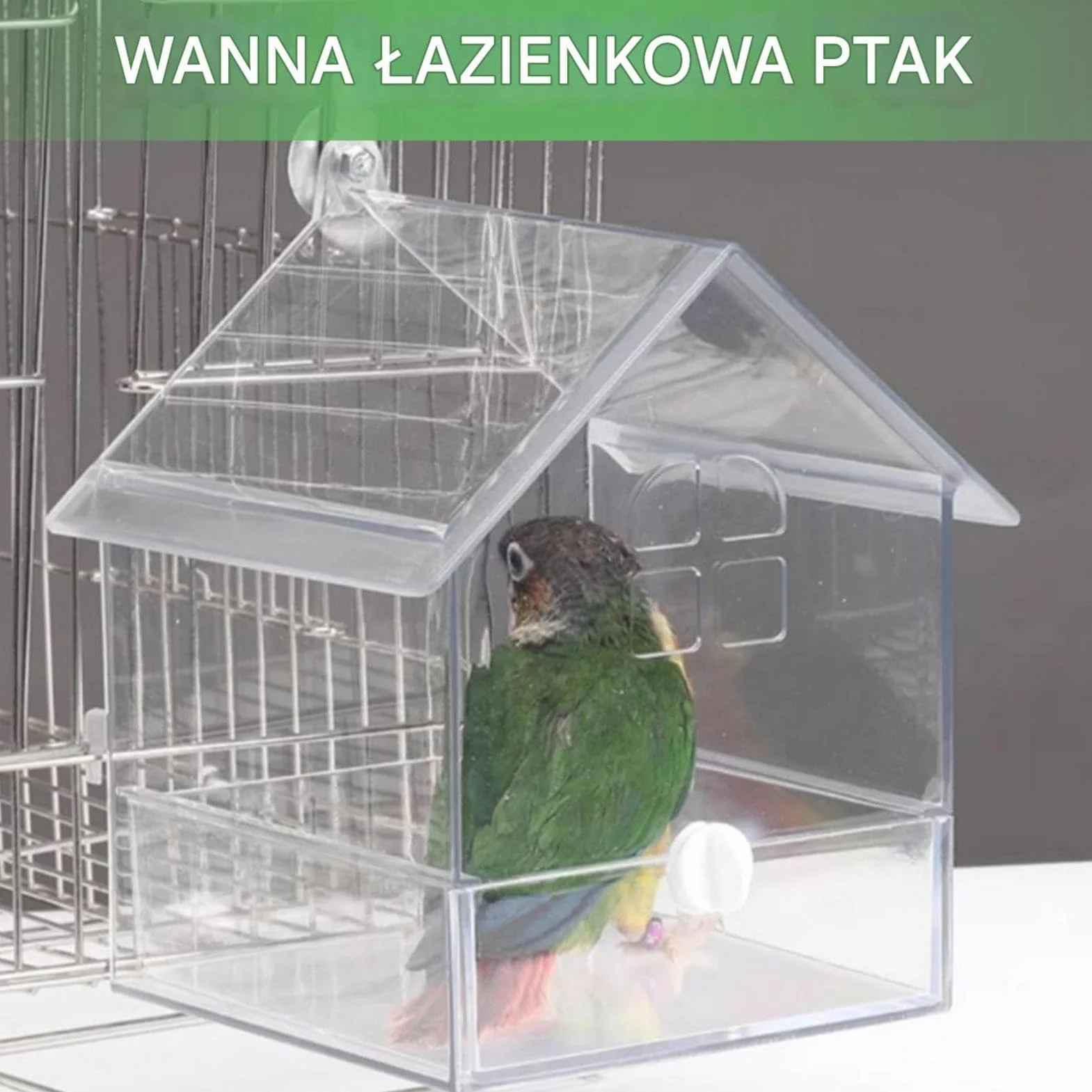 Acrylic Bird Bath for Cage, Large No-Leak Bathtub, Drawer-Style Easy-Clean Design for Cockatiels Small Birds