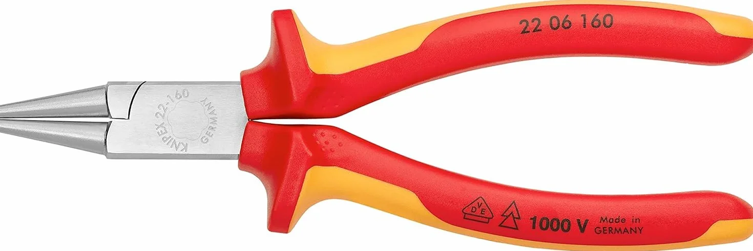 KNIPEX Szczypce okrągłe chromowany z wielokomponentowymi osłonkami, izolowane wg VDE 160 mm, 22 06 160