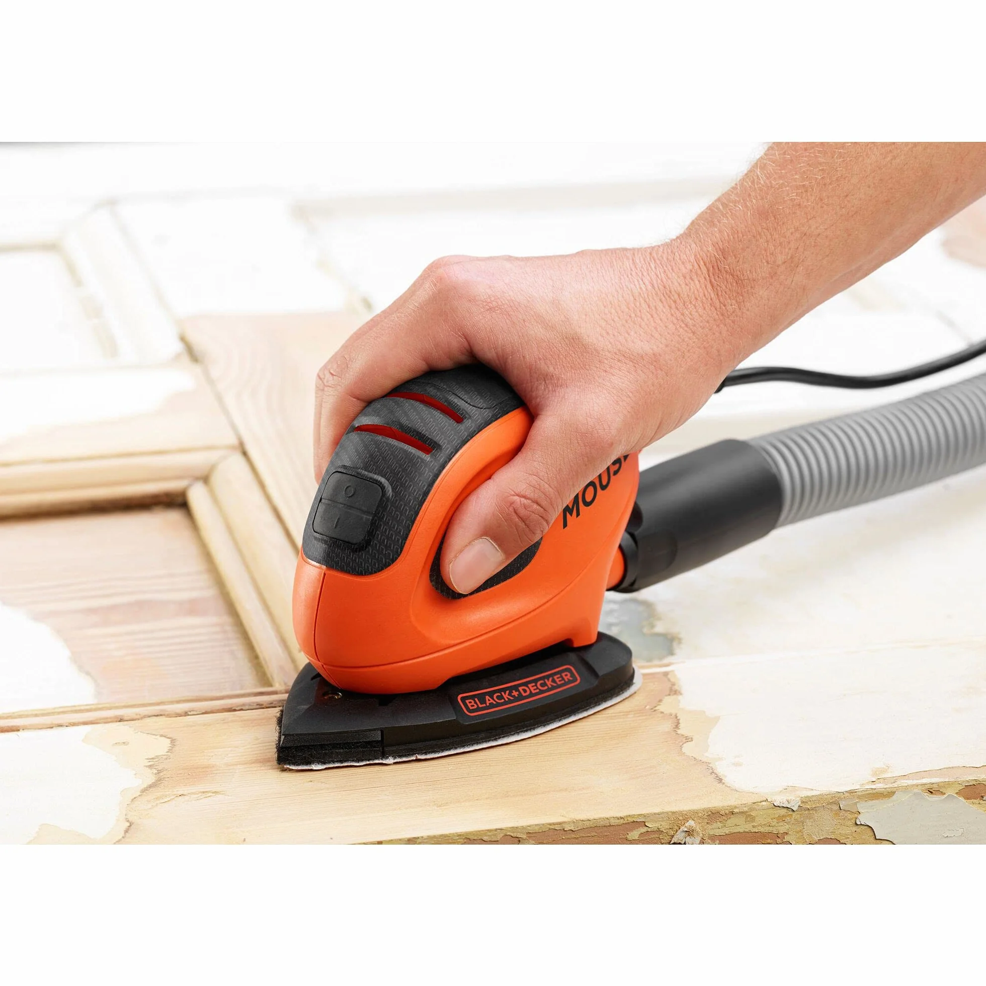 BLACK+DECKER Szlifierka szczegółowa Mysz 55 W, prędkość 11 000 obr./min, średnica orbity 1,5 mm, mocowanie papieru ściernego na rzep, w zestawie 10 akcesoriów i torba transportowa, BEW230BCA