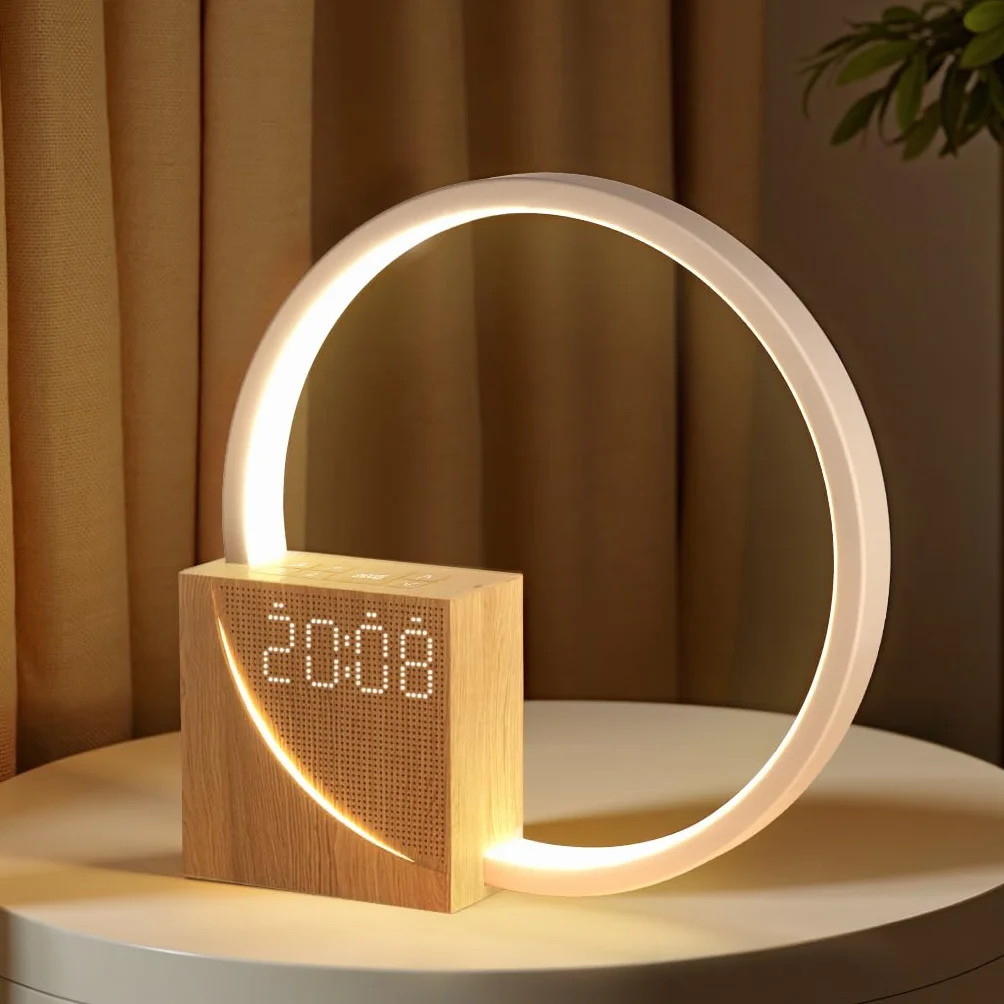 blonbar 10W lampka nocna z funkcją ładowania USB, budzik Wake Up Light, sterowanie dotykowe, ściemnialna lampka stołowa, pomoc w zasypianiu dla niemowląt i dorosłych, 3 poziomy jasności, lampka nocna