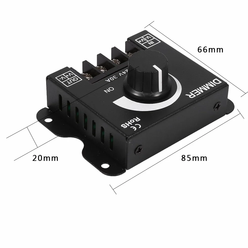 Ściemniacz LED PWM DC 12V-24V 30A, Kontroler ściemniania do Taśmy LED