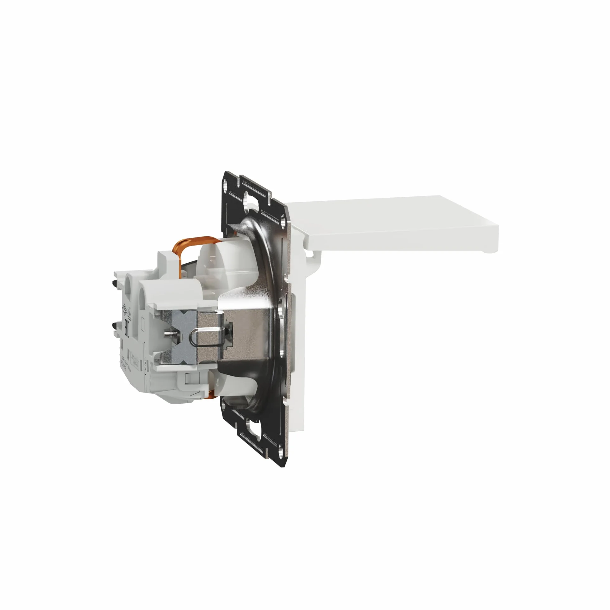 Schneider Electric Asfora EPH3170121D gniazdko Schuko 16 A, pokrywa z klapką, gniazdko ze stykiem ochronnym, podtynkowe, zaciski śrubowe, białe