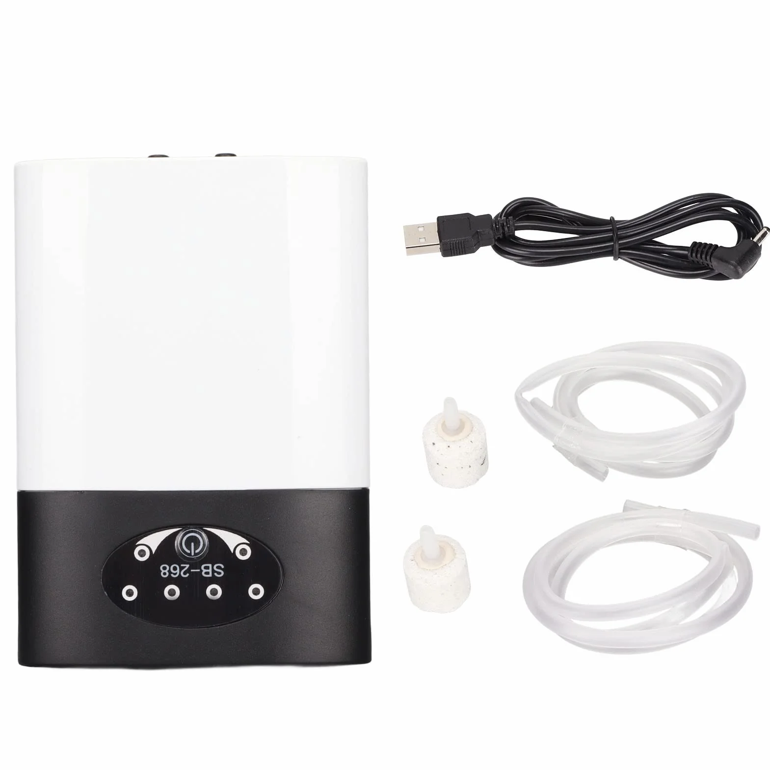 Pompa Powietrza do Akwarium, Przenośna Pompa Tlenowa USB Akumulatorowa, Cichy Napowietrzacz do Akwarium z Kamieniami Napowietrzającymi, Napowietrzacz Pompa Tlenowa do Akwarium Wędkarstwo na świeżym Po