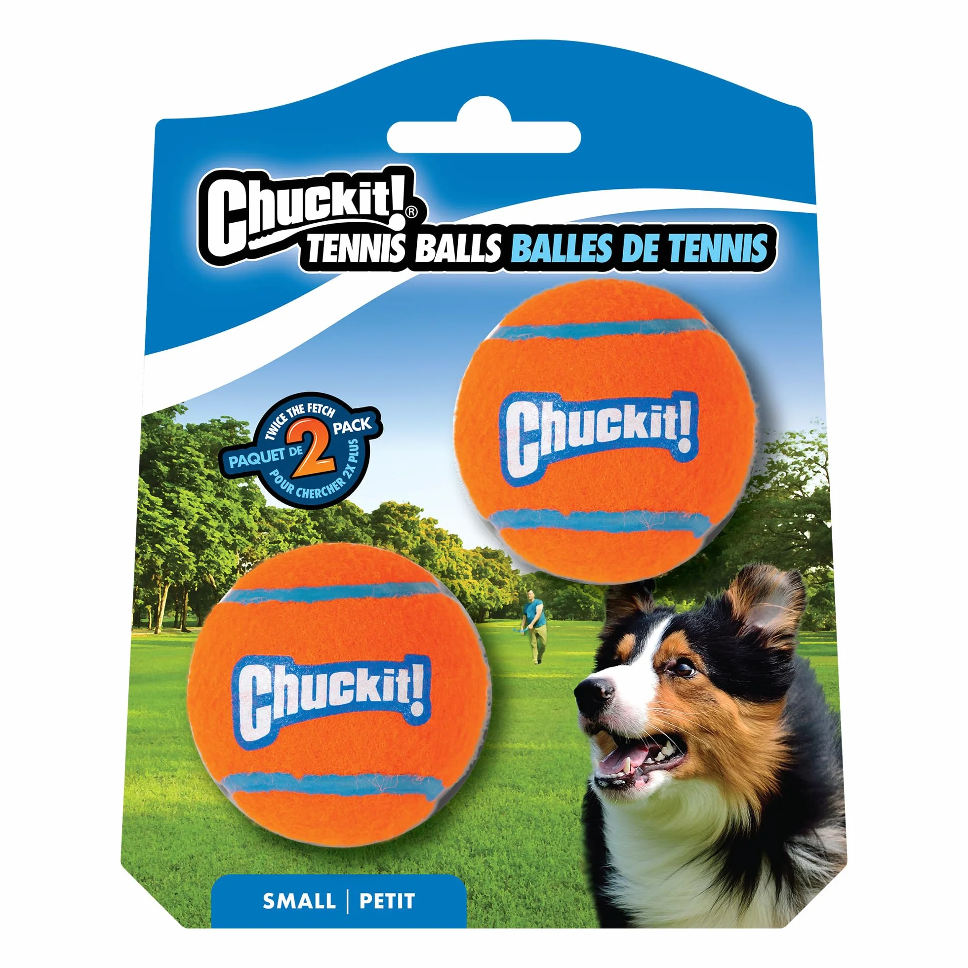 Chuckit 07101 piłka tenisowa Small, 2 piłki dla psów, kompatybilne z wyrzutniami piłek, rozmiar S