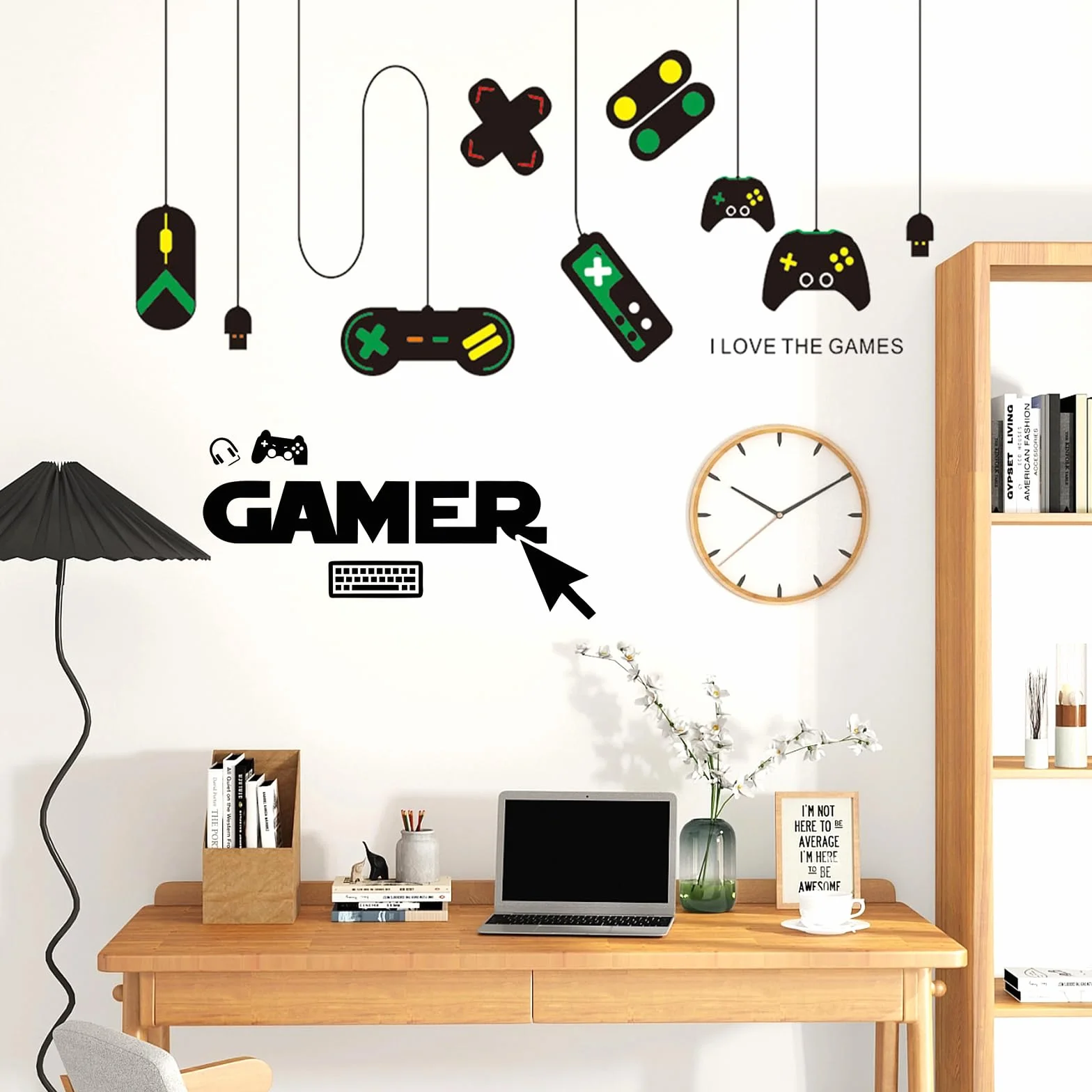 Naklejki ścienne na kontroler gier, 2 sztuki Gamer Eat Sleep Game, naklejka na ścianę do pokoju gier, odklejana dekoracja