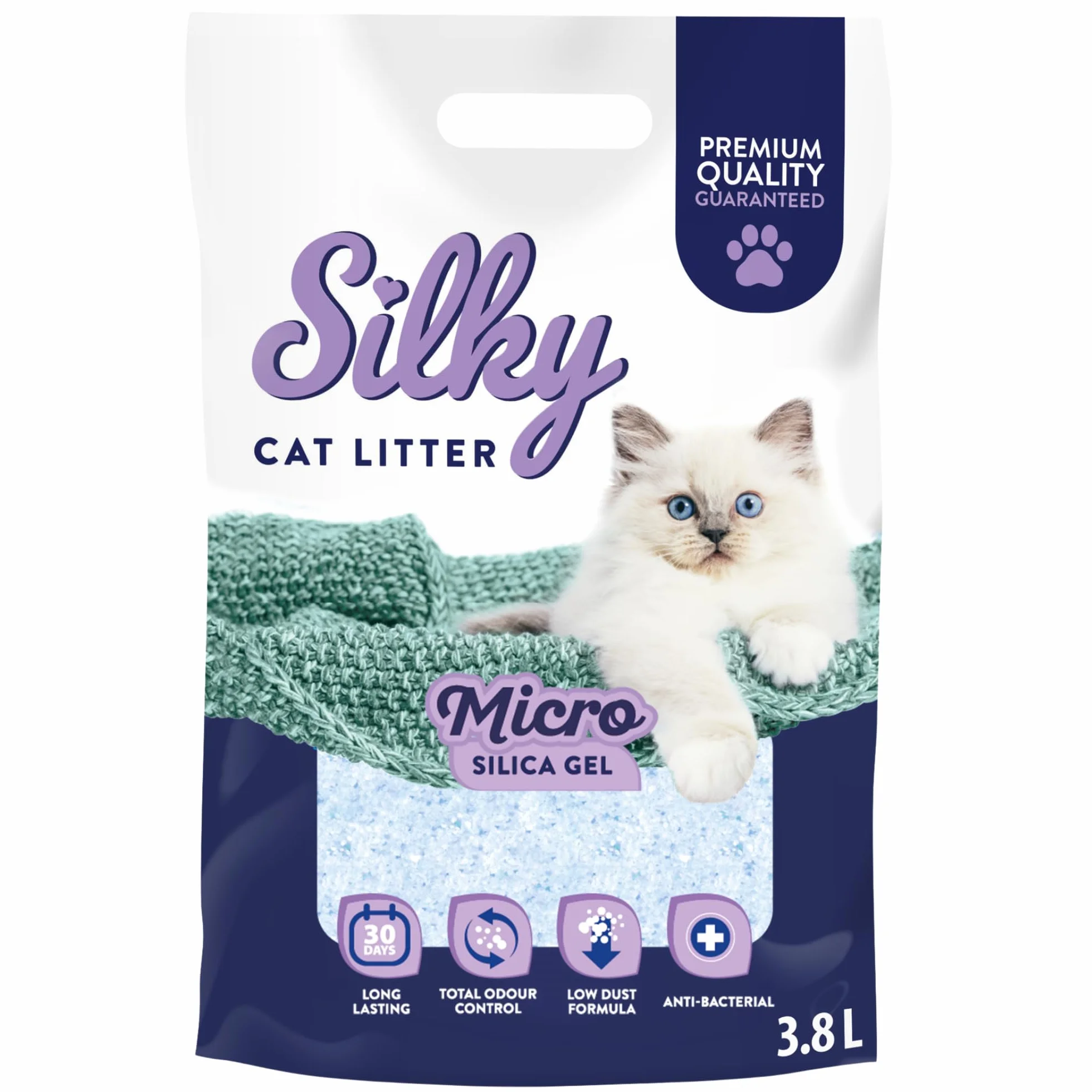 MICRO SILKY Żwirek silikonowy dla kota bezpyłowy 3,8l (8-pak)
