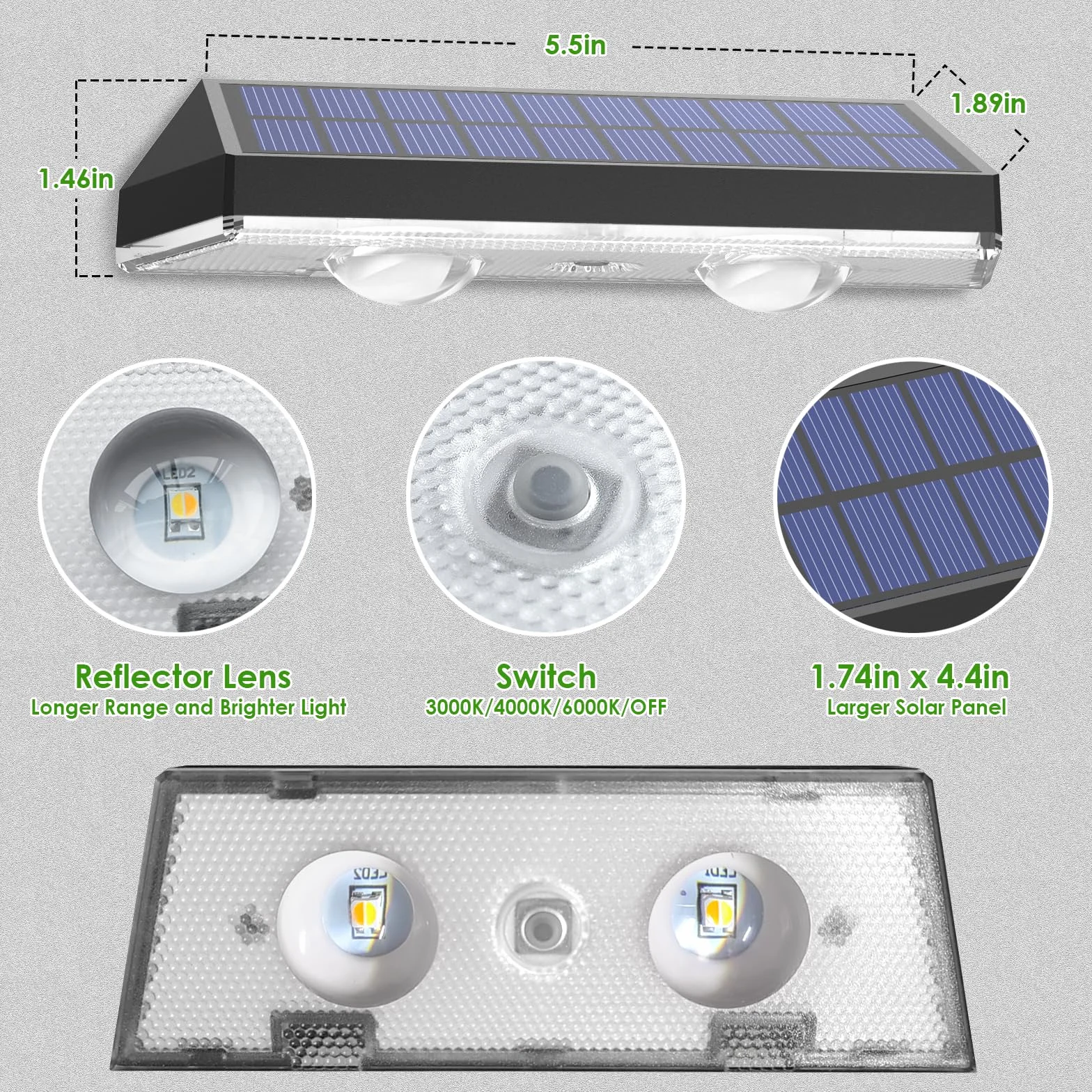 Auting Zewnętrzne lampy ścienne solarne, 8 szt., IP65 wodoszczelne lampy solarne do ogrodu, ciepłe białe światło / zimne białe światło, 3 tryby, solarna lampa ścienna