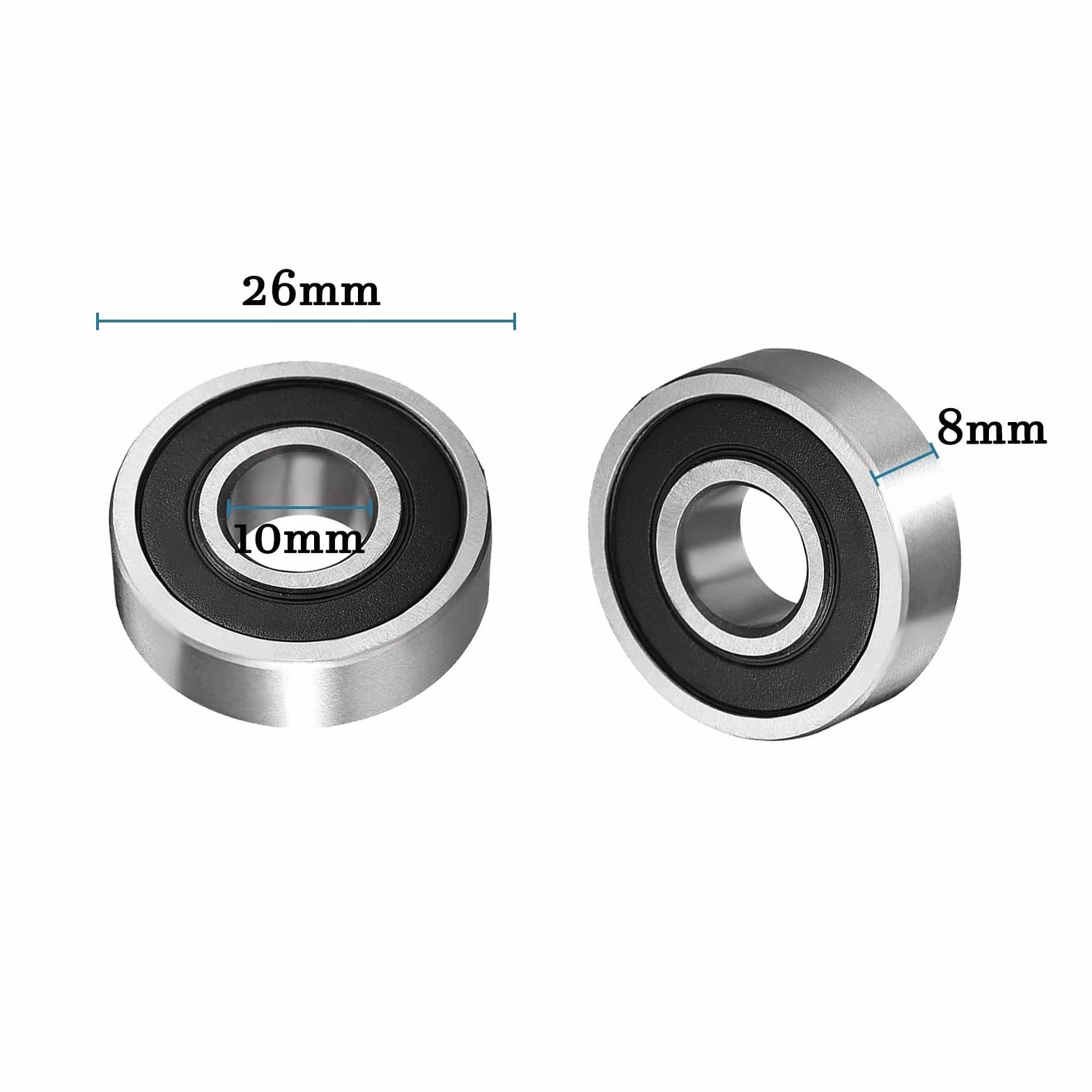 QUARKZMAN 6000-2RS 10x26x8mm Łożyska kulkowe x 2szt Wysoka stal węglowa do maszyn i narzędzi, [Podwójne uszczelnienie]