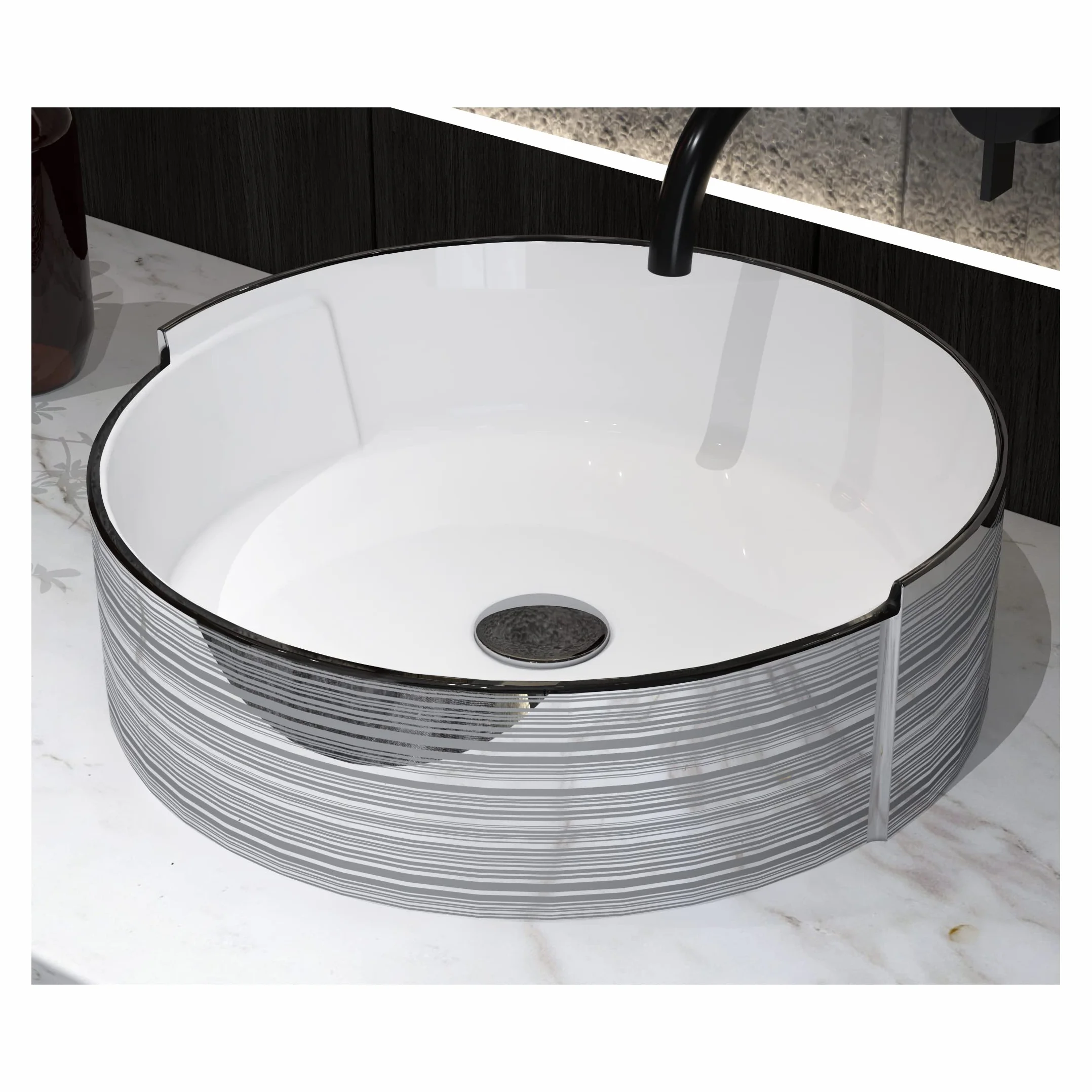 MEJE Porcelana Ceramiczna Vessel Sink 42.5x42x14 cm Silver Stripe