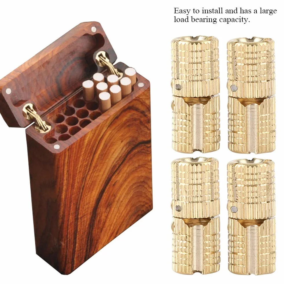 Eastbuy Zawias beczki - 4 cz??ci/pakiet mied? mosi?dz szafka pude?ko pude?ko na prezent ukryty zawias beczki 8 mm k?t otwarcia 180°