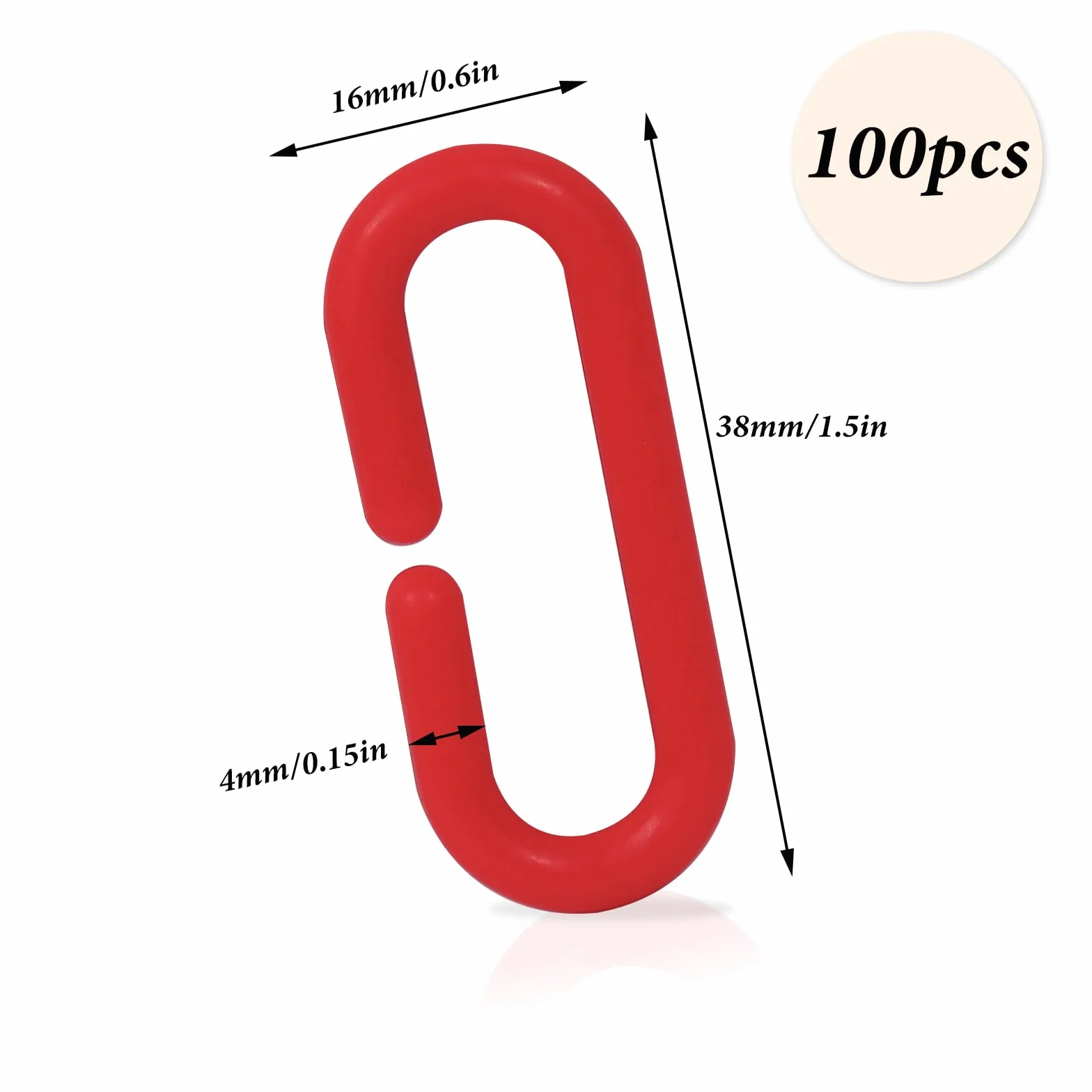 100 szt. plastikowy łańcuch dla ptaków, kolorowe klipsy C, plastikowy łańcuch dla ptaków, do huśtawki, wspinaczki, łańcuszka, papugi, ptaków, zabawka dla papugi, ptaków, (wielokolorowe)