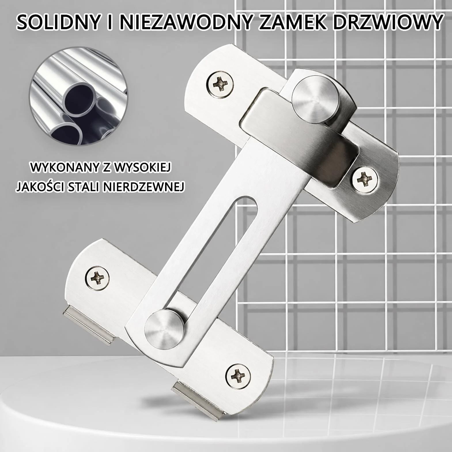 Zasuwka do Drzwi ze Stali Nierdzewnej, 100 x 70 x 20 mm，Przesuwny Rygiel z Klapką, w Zestawie z 4 Wkrętami, do Drzwi, Okien, Ogrodu, Łazienki