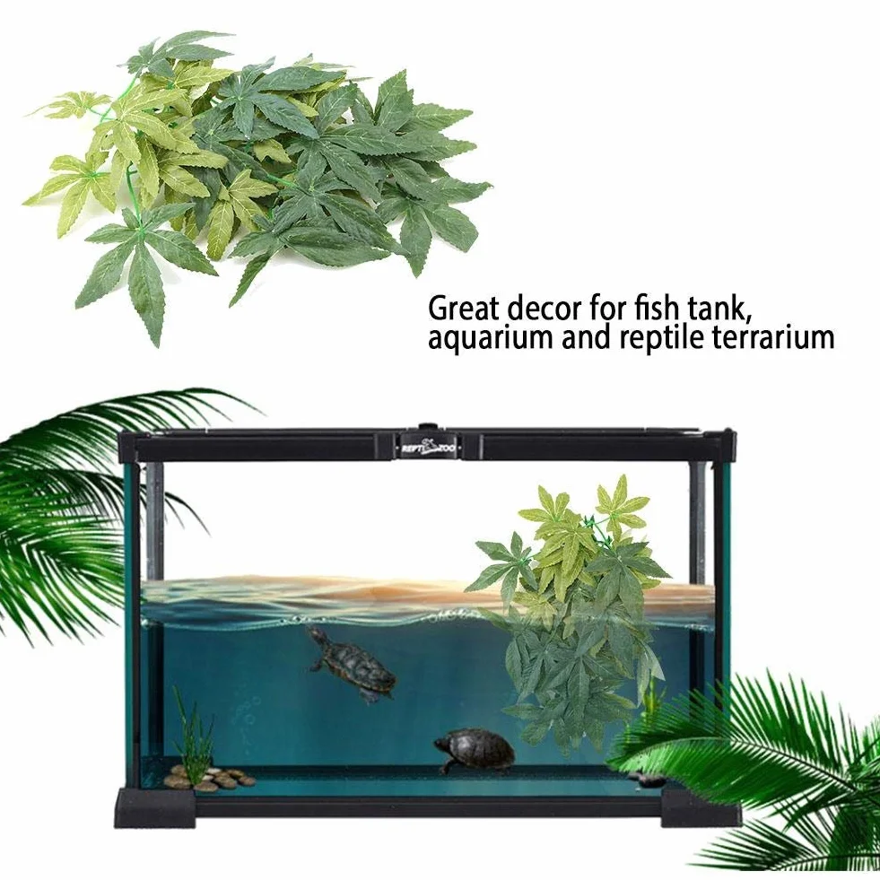 Sztuczne rośliny, sztuczne liście, plastik, zielona trawa z przyssawką, do akwariów, terrariów, pudełko na klatkę, terrarium, dekoracja na zewnątrz, dom, ogród, przyjazne dla środowiska