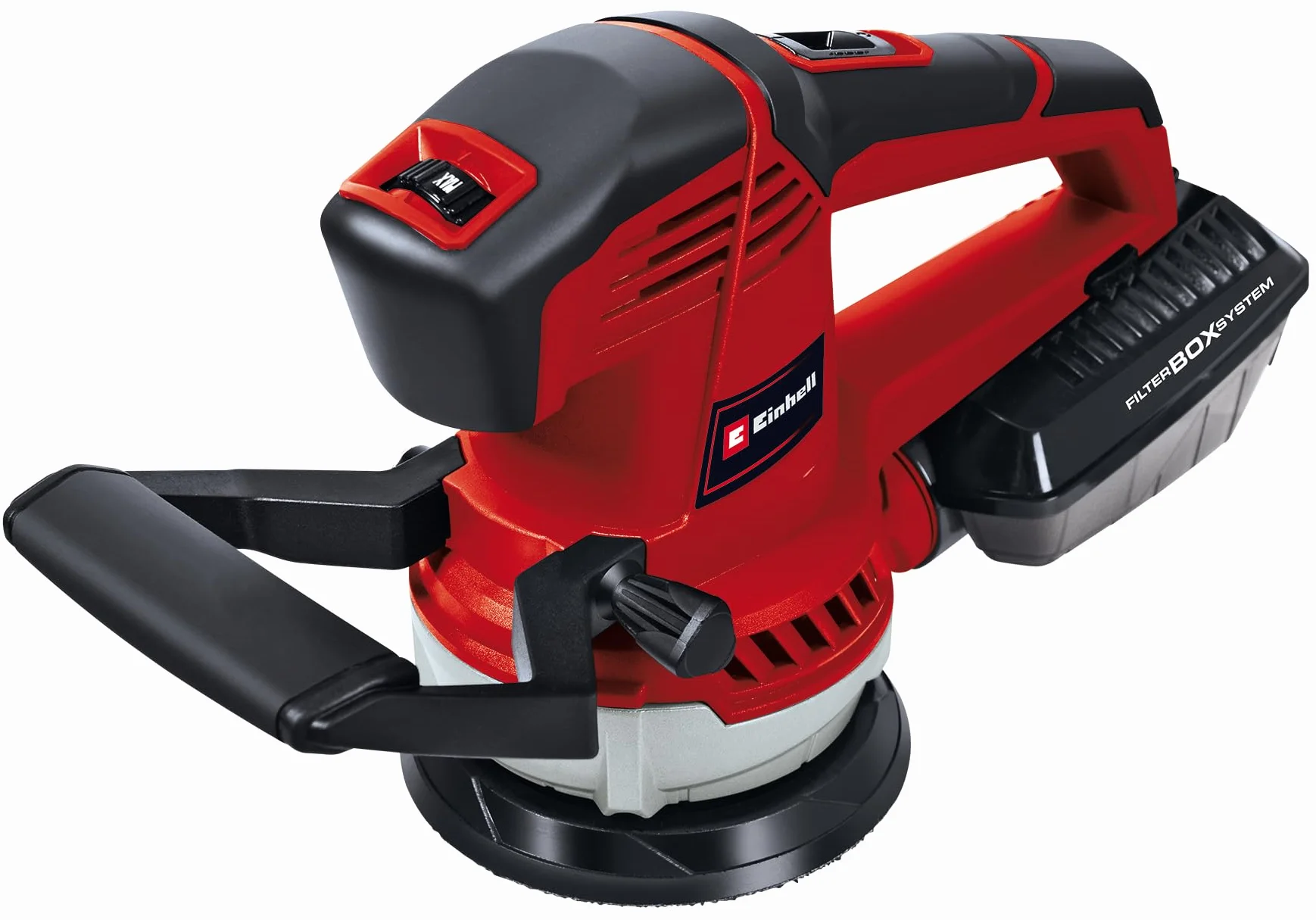 Einhell Szlifierka orbitalna TE-RS 40 E (400 W, 12 000-24 000 obr./min oscylacje, Ø tarczy 125 mm, aktywny odciąg pyłu, skrzynka filtracyjna)