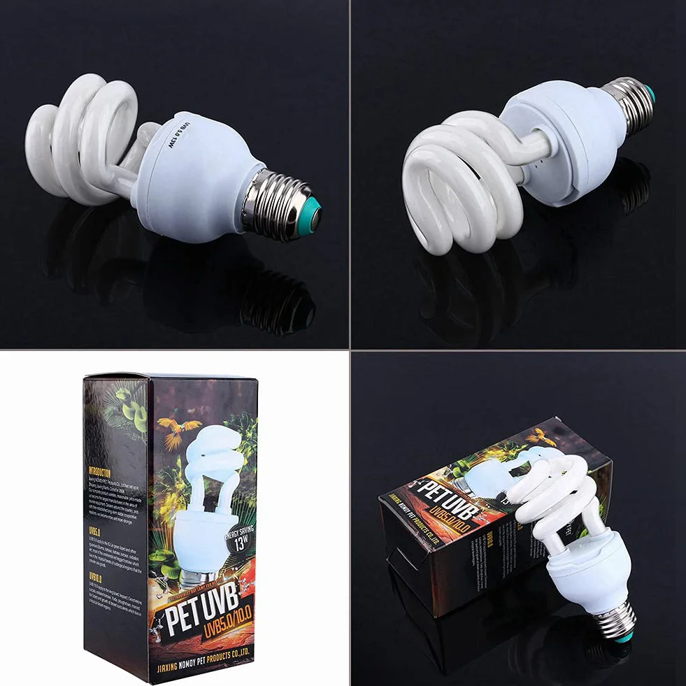 13W UVB 5.0, E27 Baza Energooszczędna Żółw Terrarium Terrarium Lampy REPTILE Żarówka UV, Wydajna do 50 cm, Symuluje pustynię, dostarcza promienie wapnia