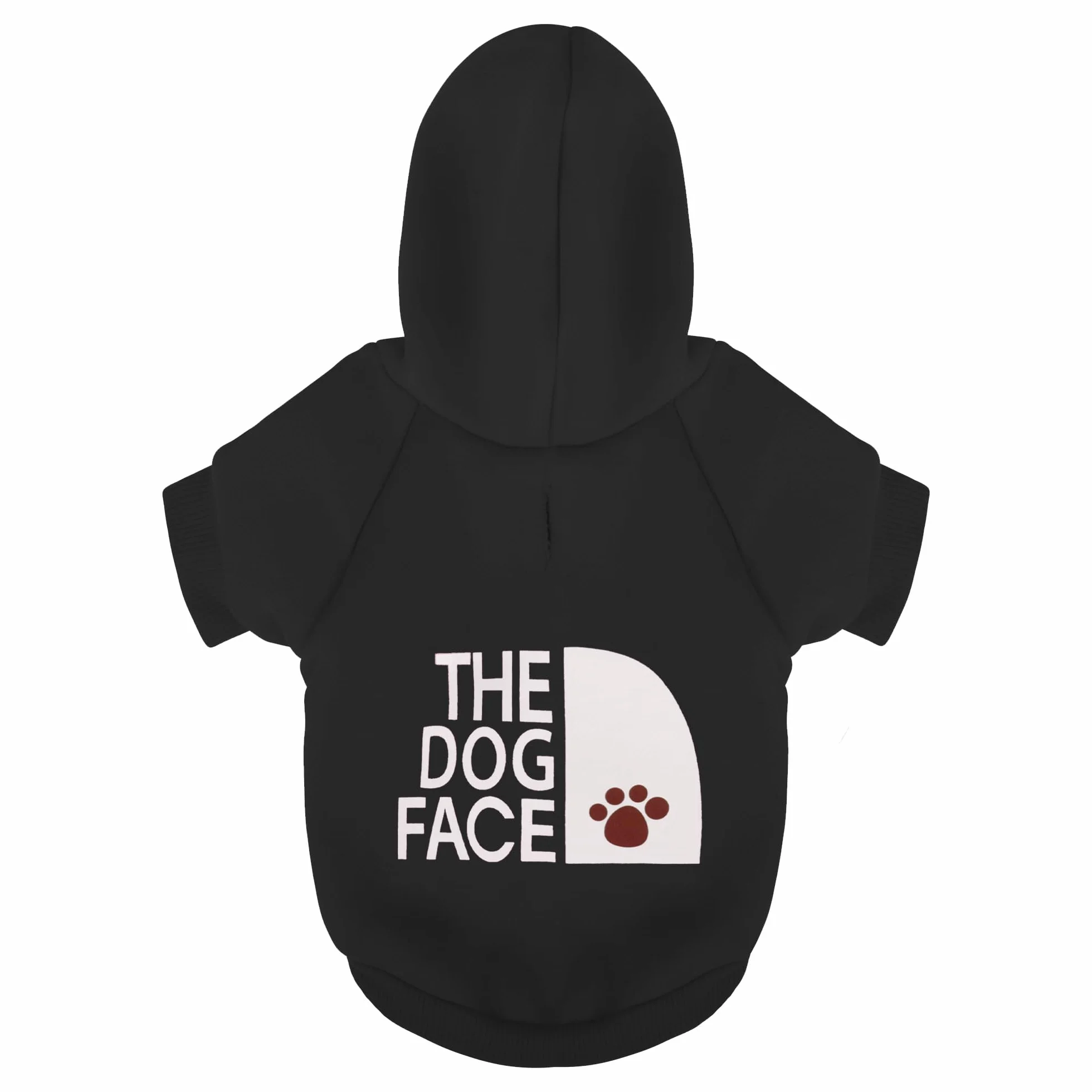 Czarna bluza z kapturem dla psów Chihuahua Paiaite – utrzymuj szczeniaka ciepło i stylowo dzięki bluzie z nadrukiem "The Dog Face", ubrania dla zwierząt domowych i sweter płaszcz wszystko w jednym